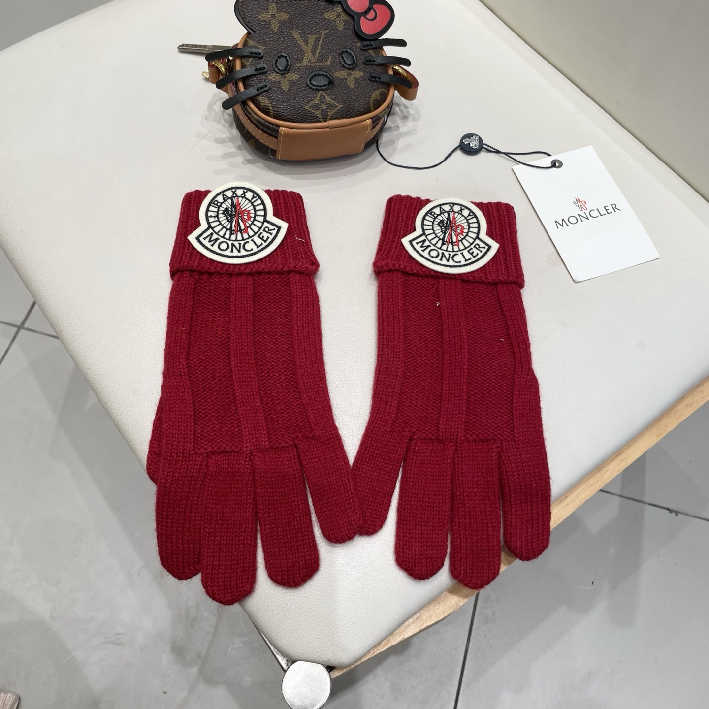 moncler纯色针织毛线手套学生可爱韩国女保暖可触屏露二指分指骑车冬季