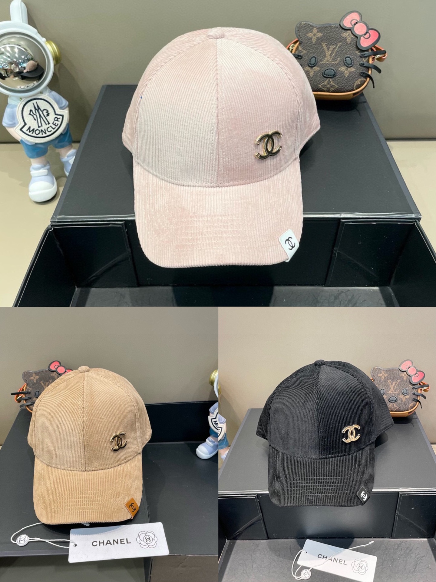 Chanel香奈儿秋冬季新款韩版灯芯绒硬顶棒球帽男休闲百搭复古时尚鸭舌帽女情侣