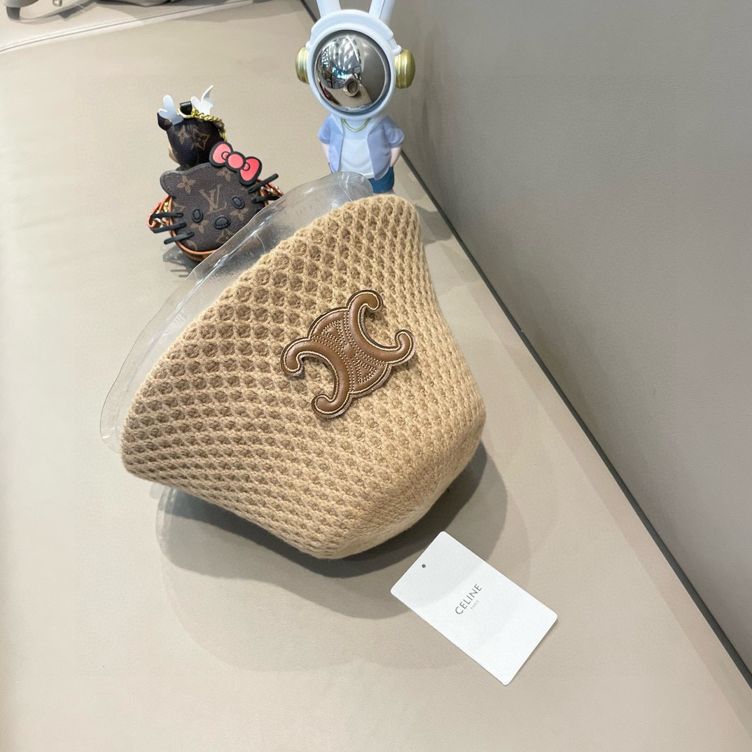 塞琳Celine纯色仿羊毛针织鱼鳞网格提花渔夫帽秋冬季女保暖文艺休闲盆帽