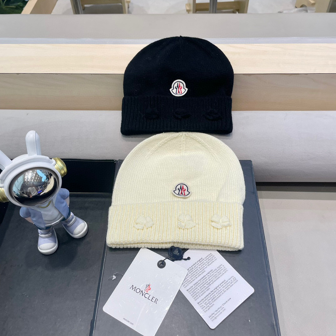 moncler 2024新款大头围红色毛线帽小众可爱蝴蝶结甜美冷帽秋冬保暖针织帽