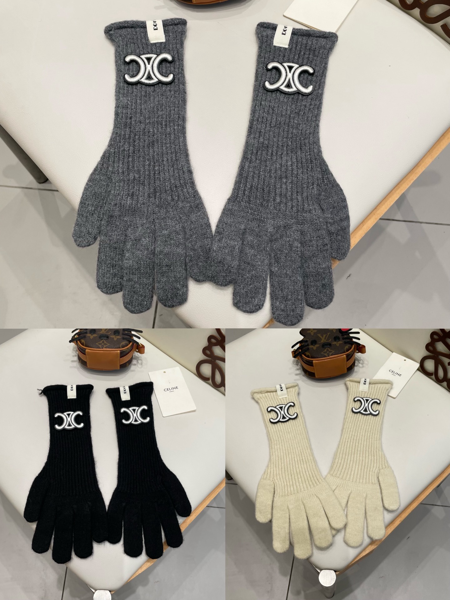celine塞琳羊毛针织手套 👍上手即暖❤️羊毛柔软温暖舒适 手工横机 平纹针织 手工无痕缝合手指 佩戴