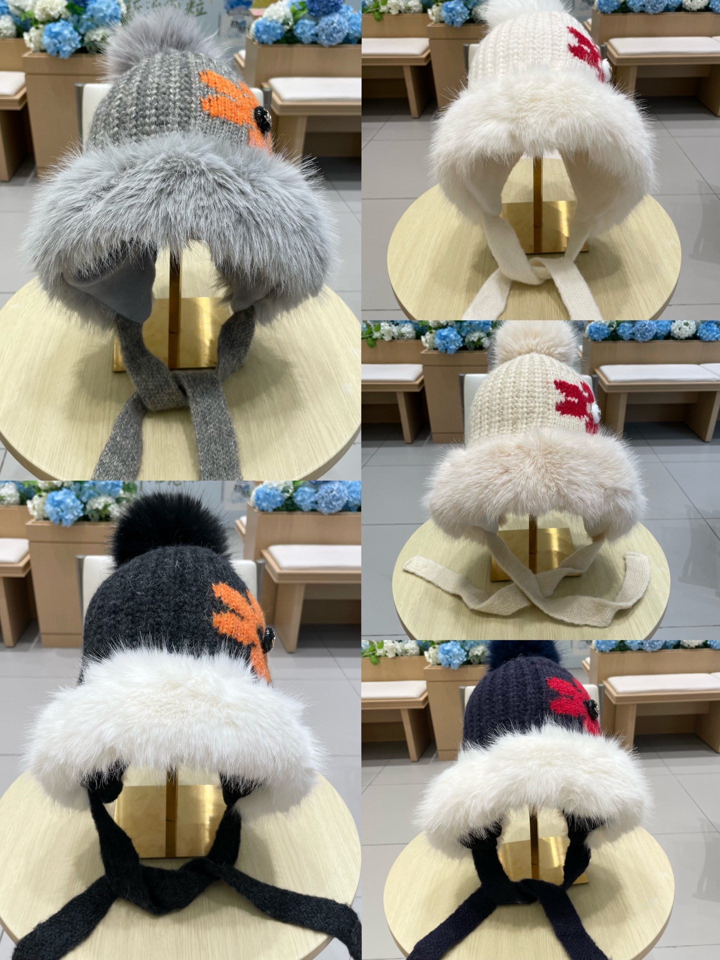 chanel香奈儿2025新款韩版花朵刺绣针织护耳帽女秋冬季加厚保暖毛线套头帽潮