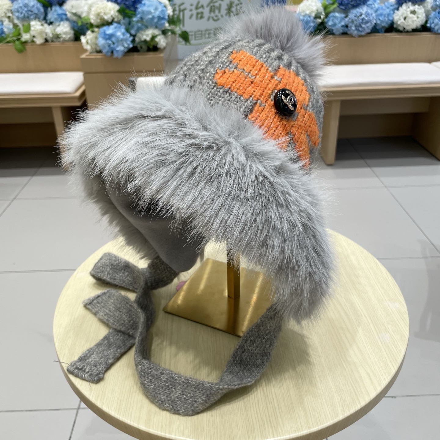 chanel香奈儿2025新款韩版花朵刺绣针织护耳帽女秋冬季加厚保暖毛线套头帽潮