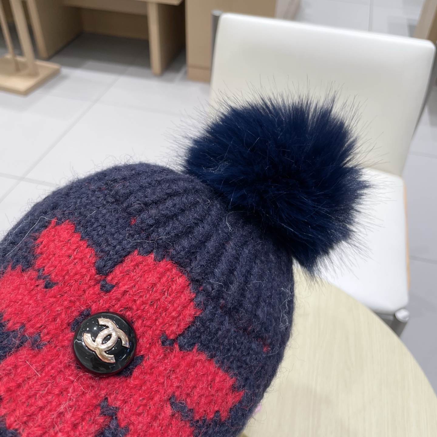 chanel香奈儿2025新款韩版花朵刺绣针织护耳帽女秋冬季加厚保暖毛线套头帽潮