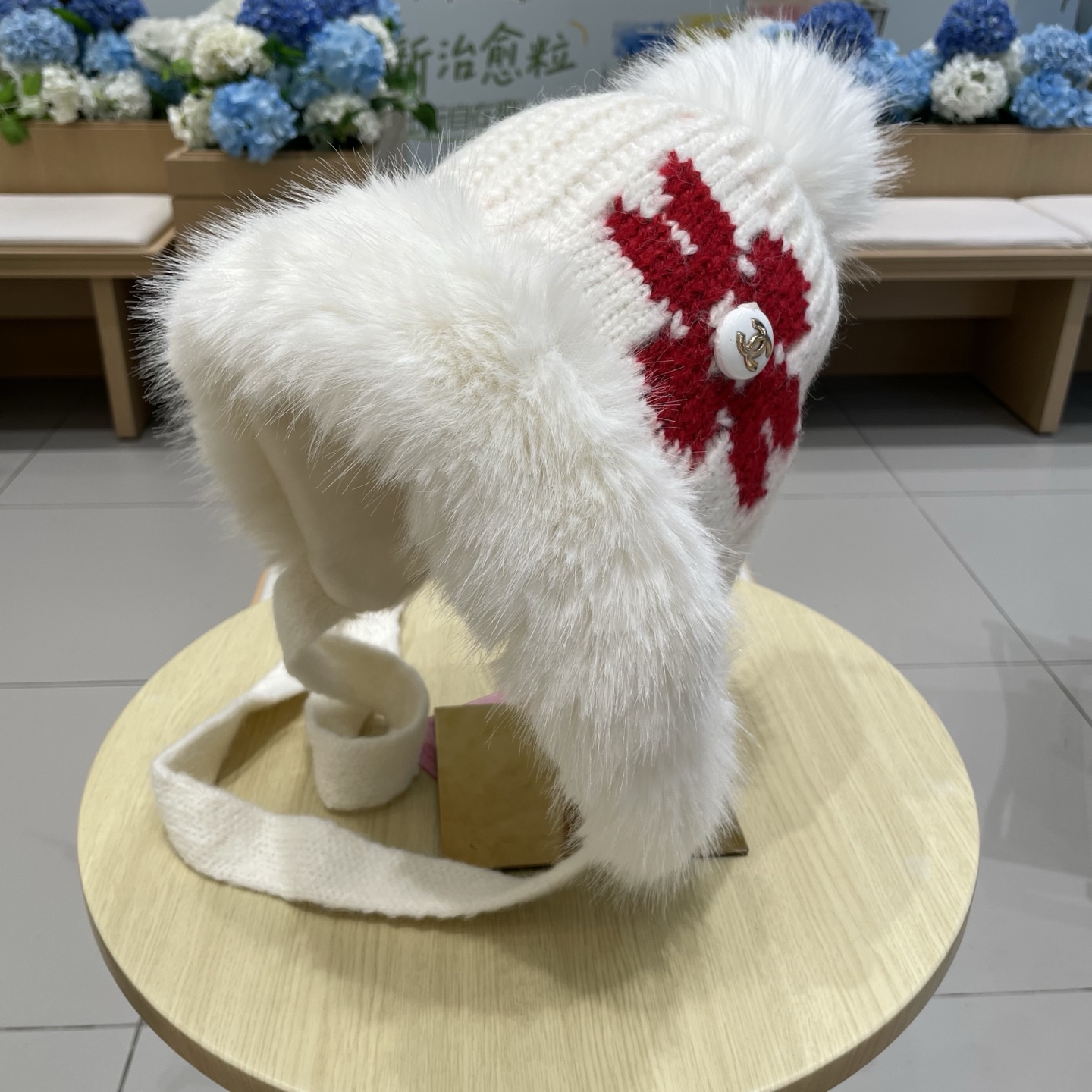 chanel香奈儿2025新款韩版花朵刺绣针织护耳帽女秋冬季加厚保暖毛线套头帽潮