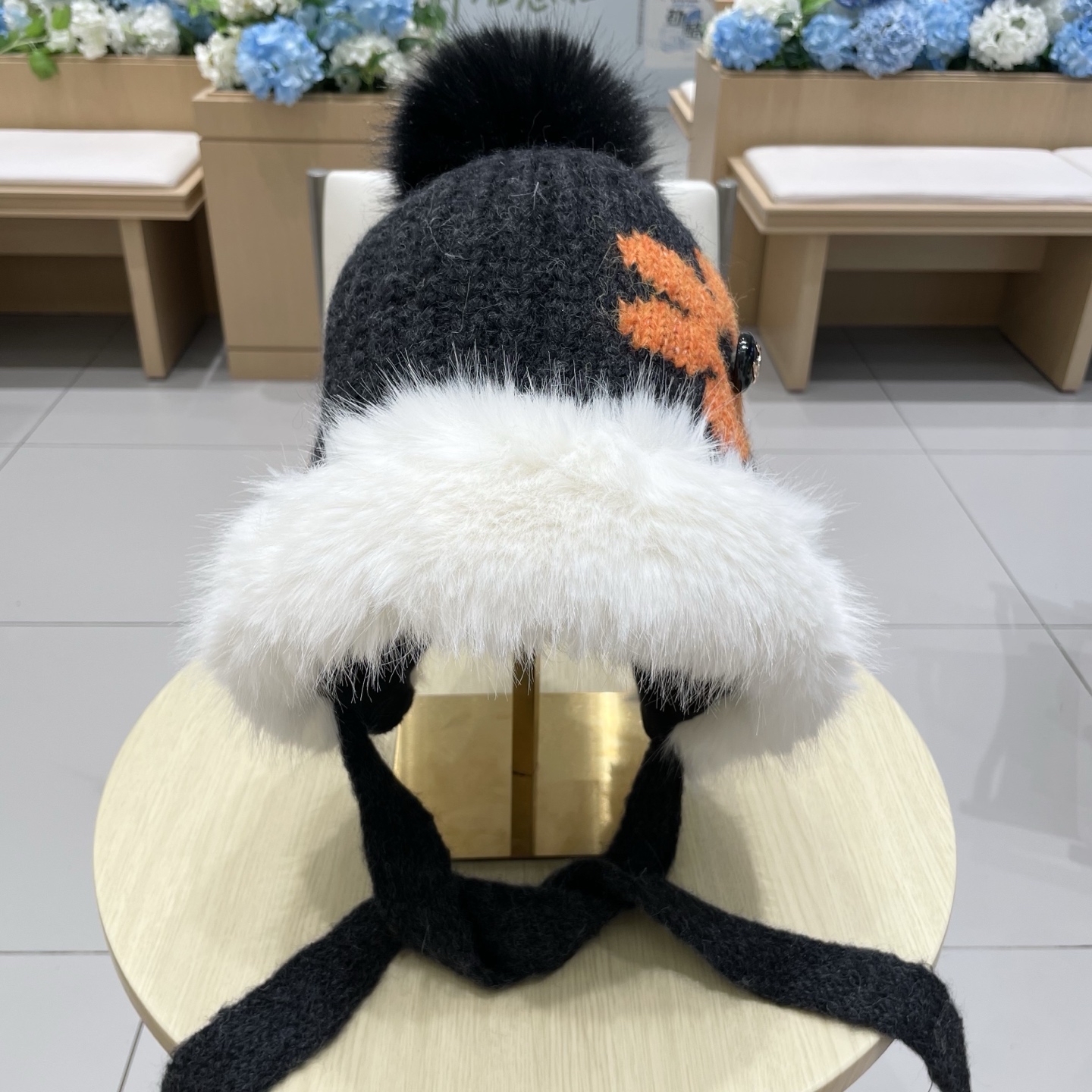 chanel香奈儿2025新款韩版花朵刺绣针织护耳帽女秋冬季加厚保暖毛线套头帽潮