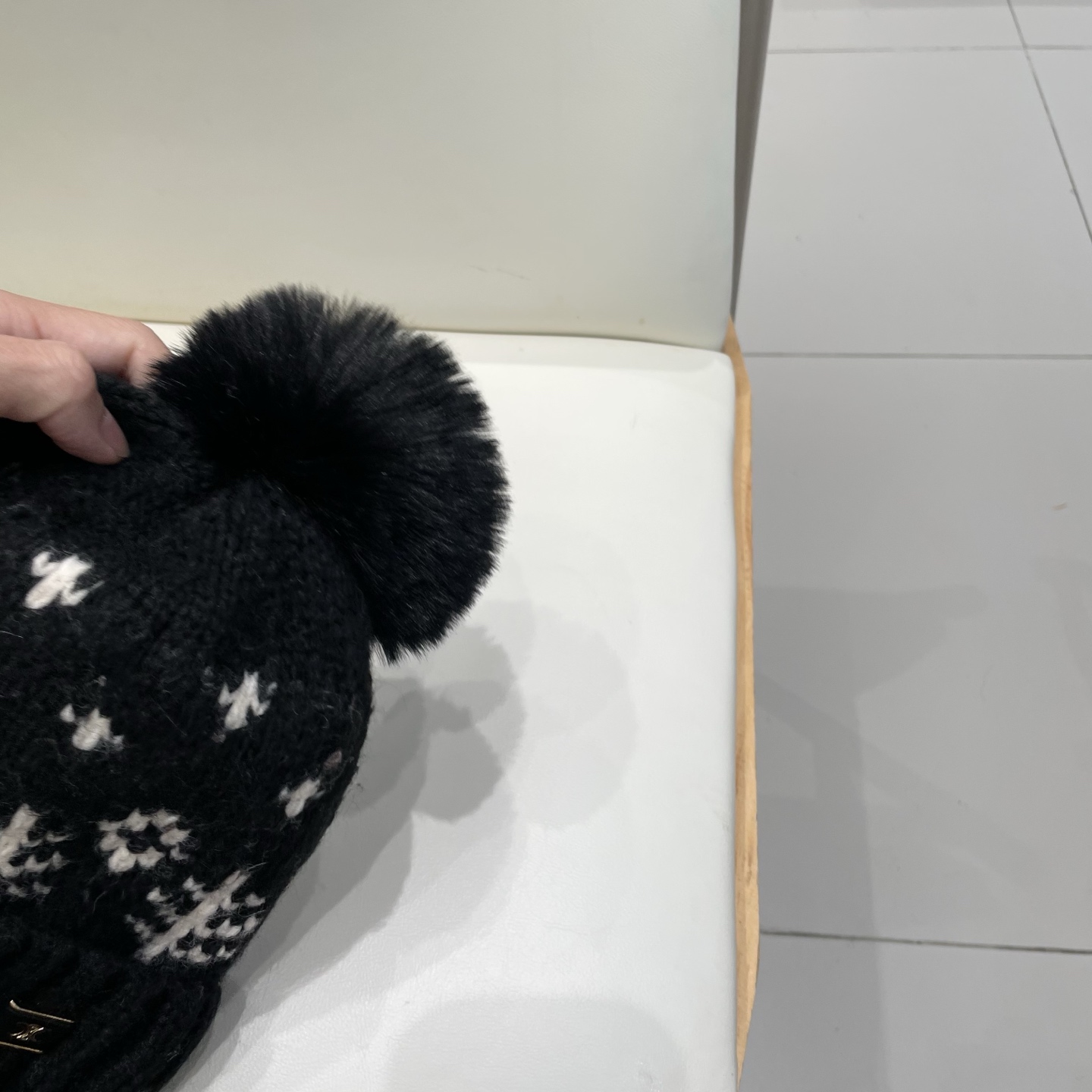 塞琳celine提花毛线帽子女秋冬新款费尔岛防寒护耳保暖大头围毛球针织帽