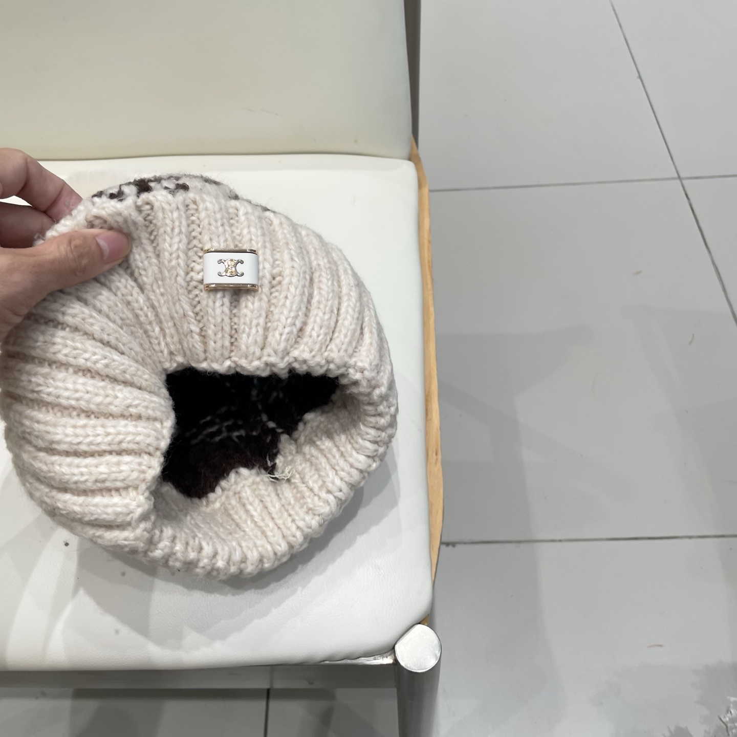 塞琳celine提花毛线帽子女秋冬新款费尔岛防寒护耳保暖大头围毛球针织帽