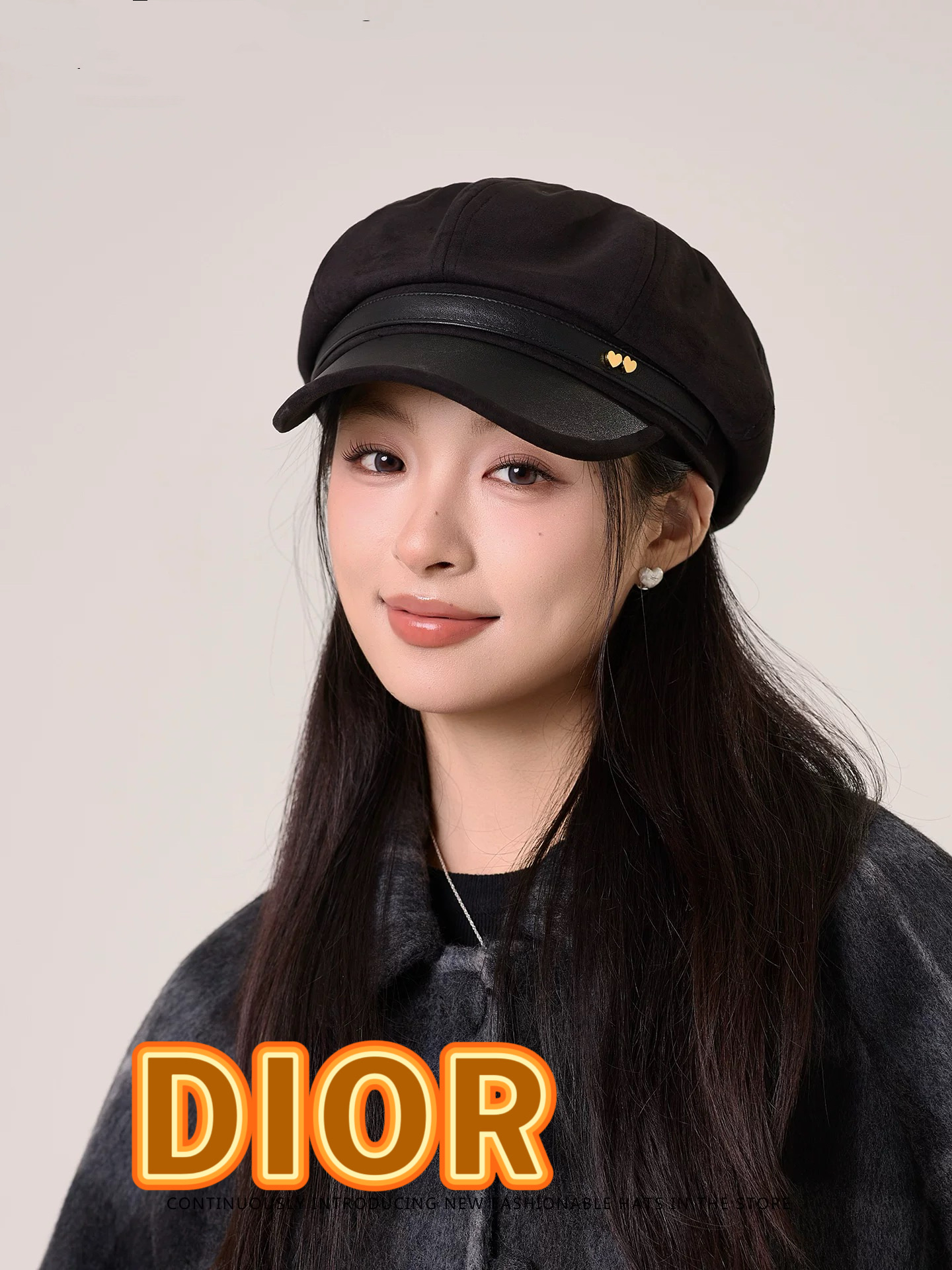 DIOR迪奥八角帽子女款秋冬季显脸小贝雷帽画家帽英伦风报童帽