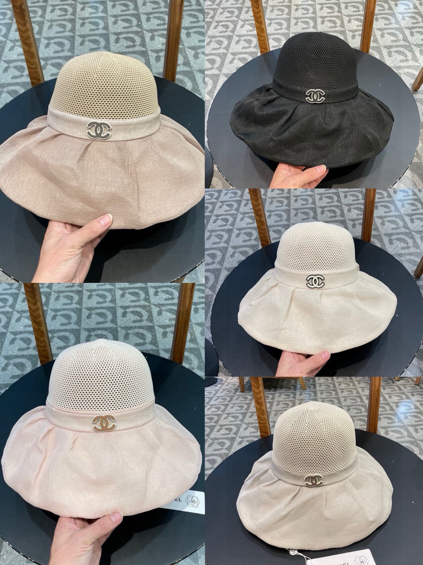 香奈儿Chanel春夏欧根纱大蝴蝶结草帽遮阳帽女可折叠蝴蝶结优雅出游度假渔夫帽