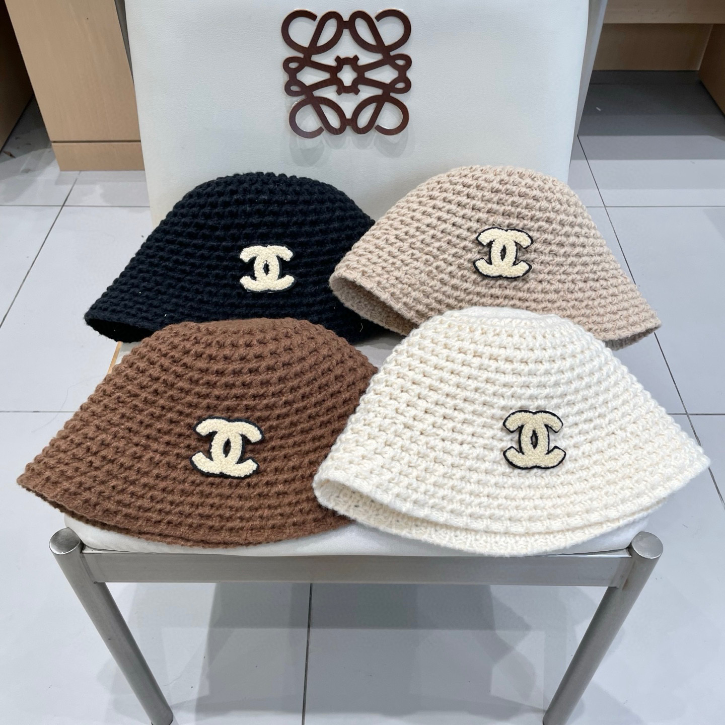 chanel香奈儿保暖米素颜女春夏帽格纹小水桶针织色潮渔夫帽子日系显脸盆帽遮脸