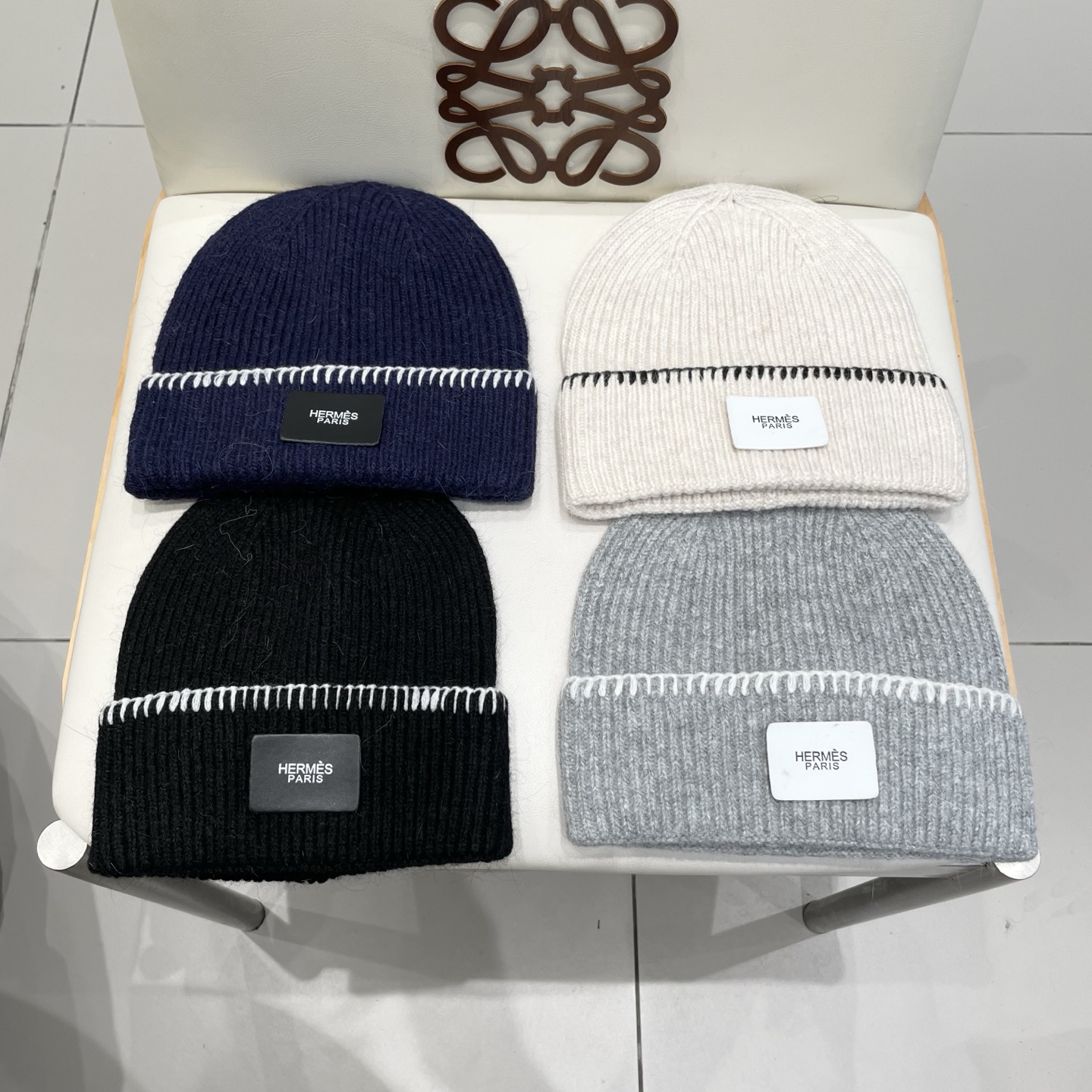 爱马仕hermes疯帽子 羊毛帽子冷帽 韩版保暖女针织毛线帽逛街包头防风新