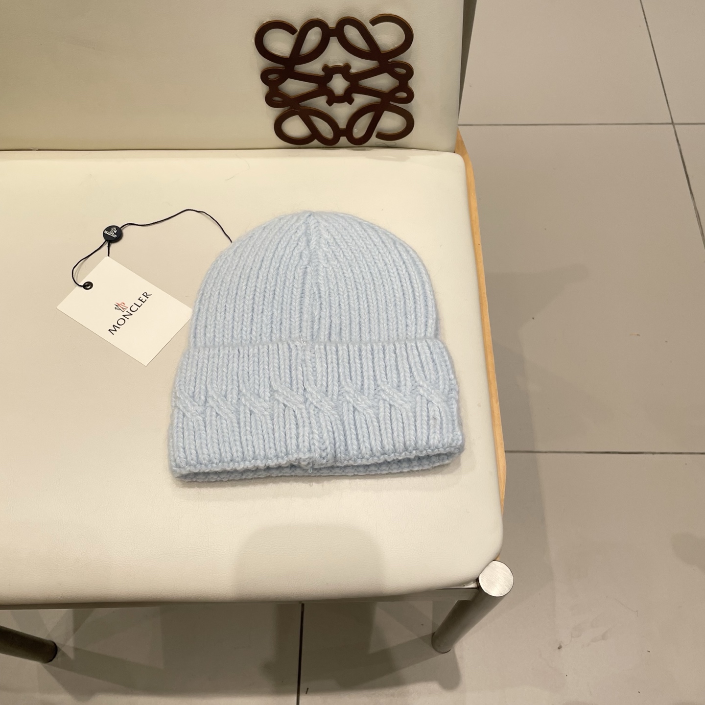 moncler兔毛针织帽女秋冬季新款加绒保暖毛线帽大头围护耳冷帽毛球百搭潮 h