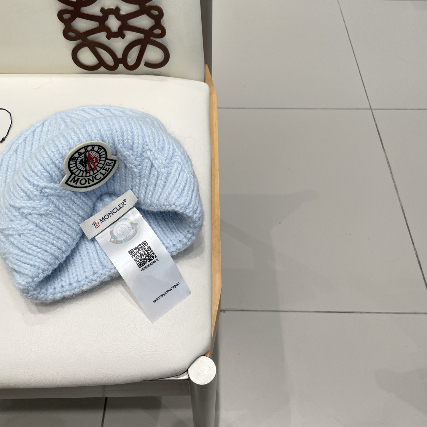moncler兔毛针织帽女秋冬季新款加绒保暖毛线帽大头围护耳冷帽毛球百搭潮 h