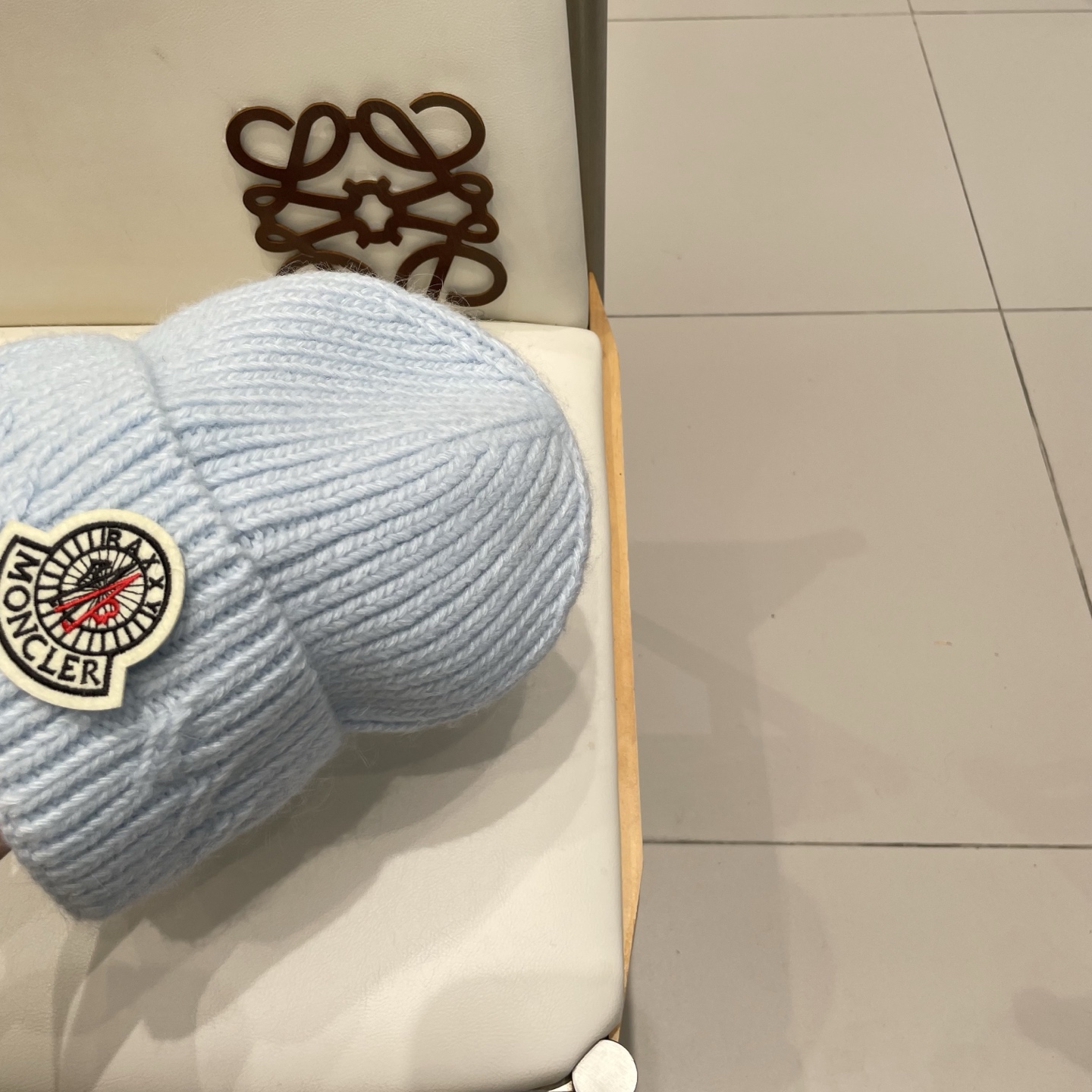 moncler兔毛针织帽女秋冬季新款加绒保暖毛线帽大头围护耳冷帽毛球百搭潮 h