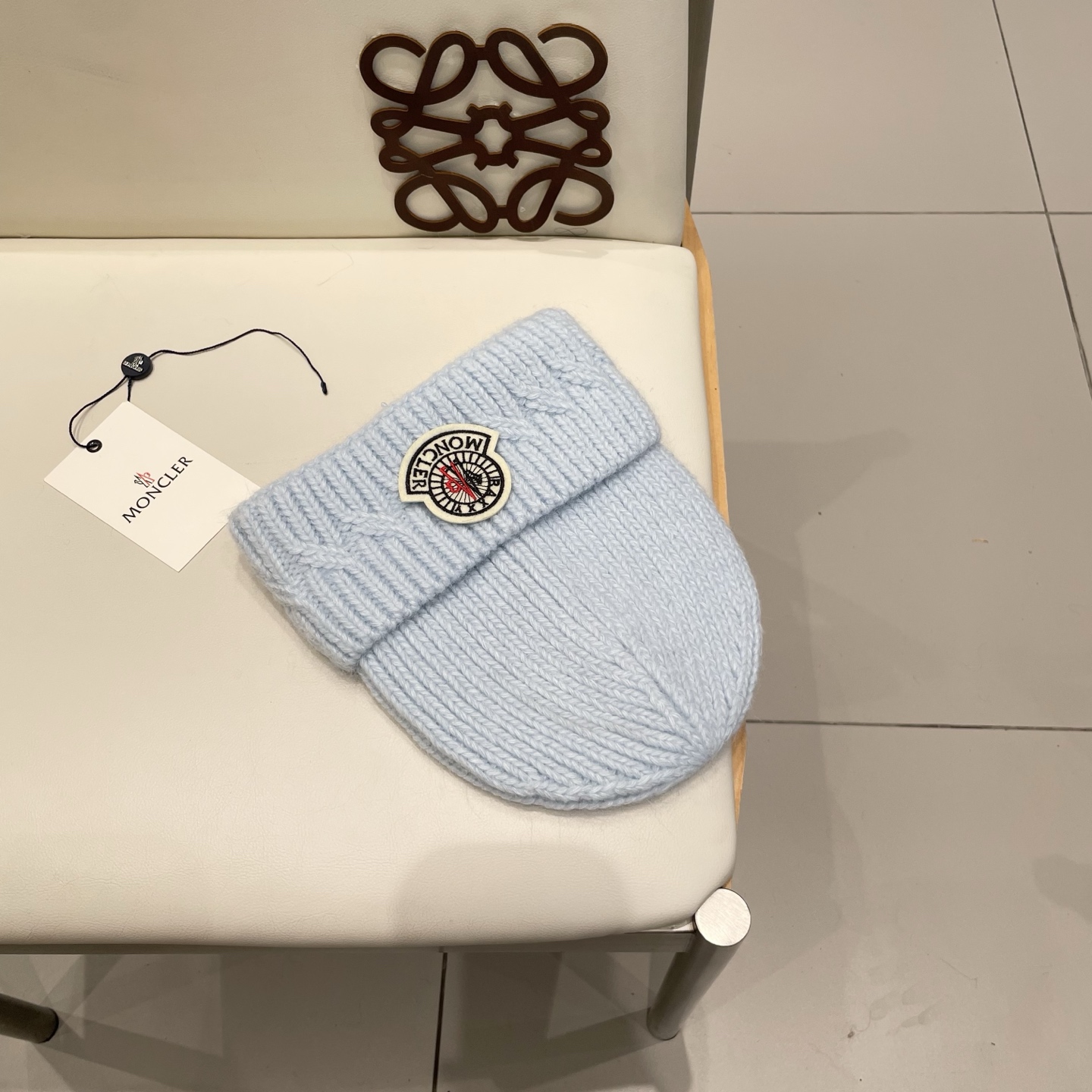 moncler兔毛针织帽女秋冬季新款加绒保暖毛线帽大头围护耳冷帽毛球百搭潮 h