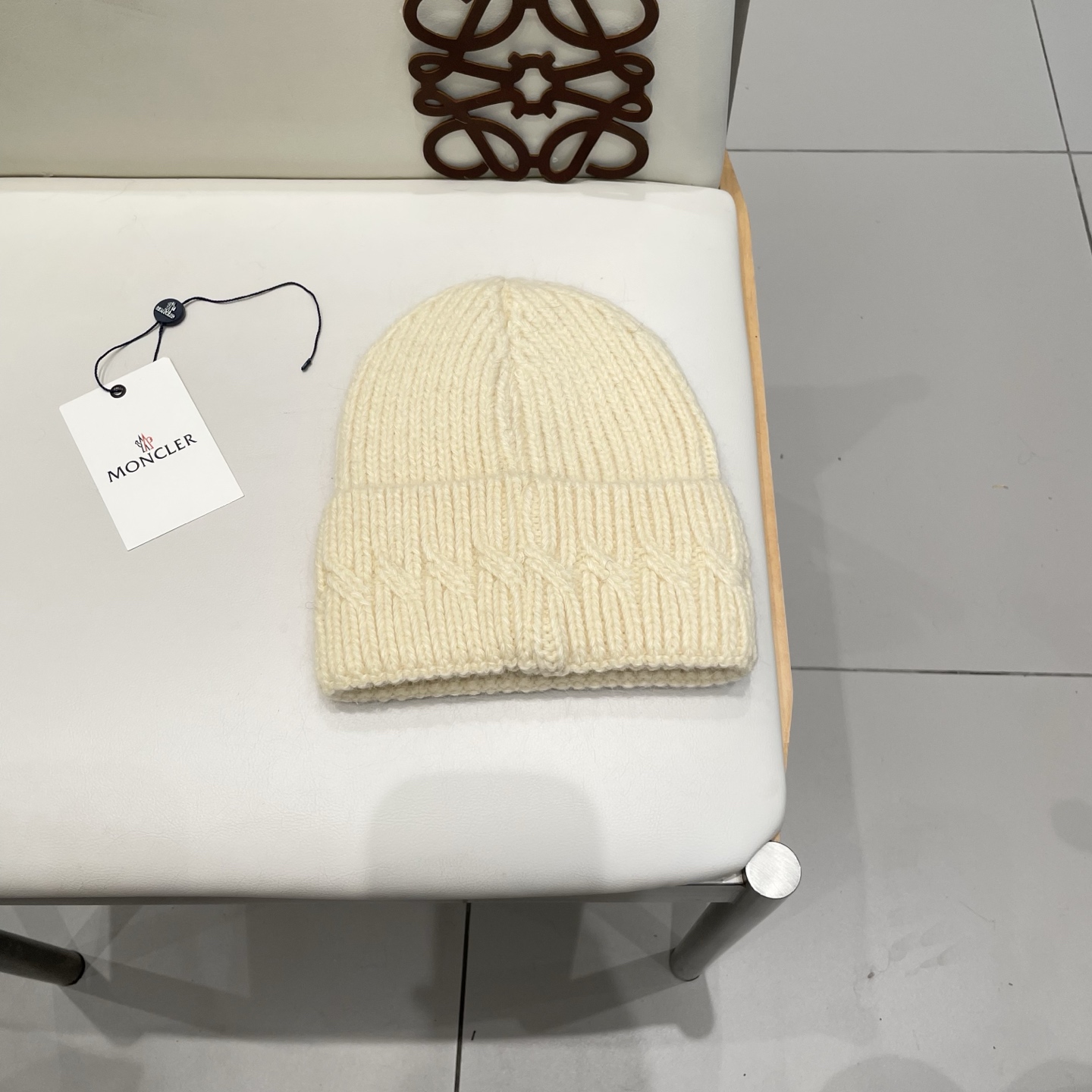 moncler兔毛针织帽女秋冬季新款加绒保暖毛线帽大头围护耳冷帽毛球百搭潮 h