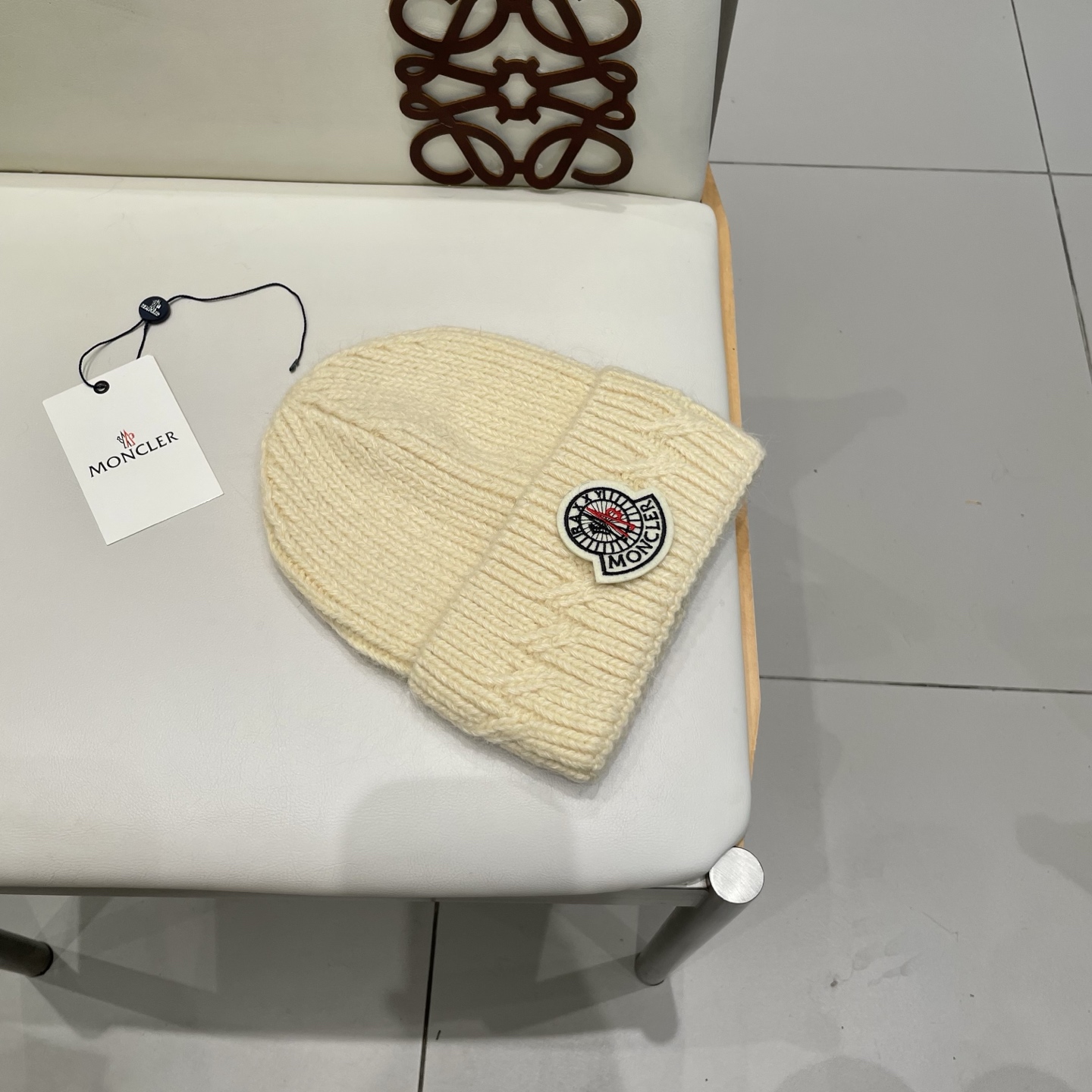 moncler兔毛针织帽女秋冬季新款加绒保暖毛线帽大头围护耳冷帽毛球百搭潮 h