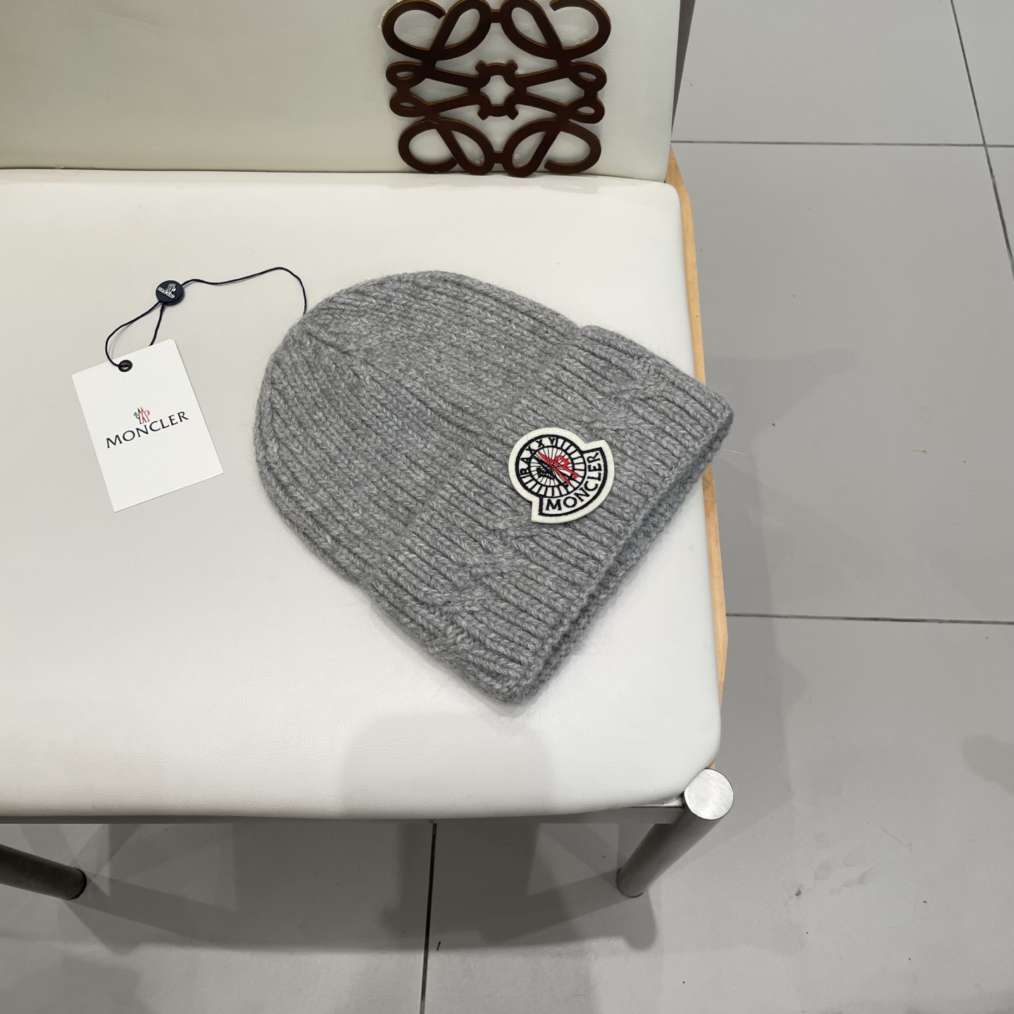 moncler兔毛针织帽女秋冬季新款加绒保暖毛线帽大头围护耳冷帽毛球百搭潮 h