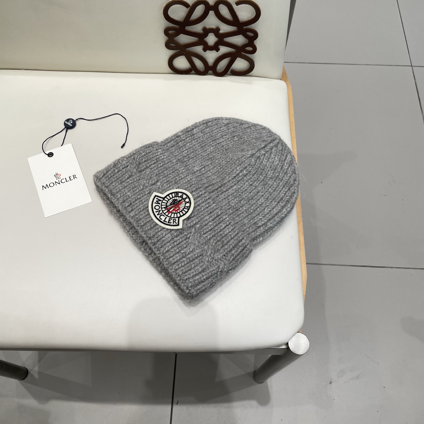 moncler兔毛针织帽女秋冬季新款加绒保暖毛线帽大头围护耳冷帽毛球百搭潮 h