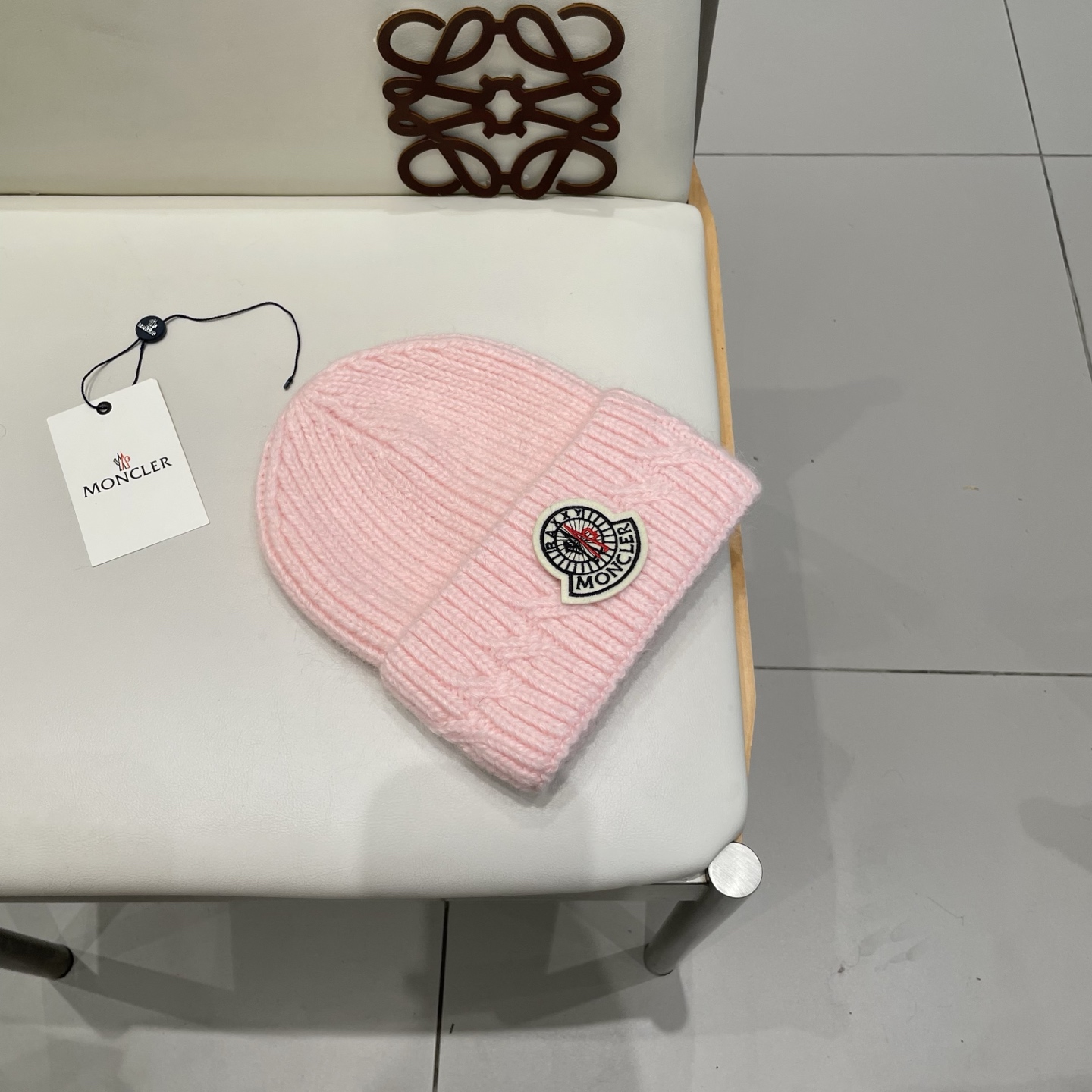 moncler兔毛针织帽女秋冬季新款加绒保暖毛线帽大头围护耳冷帽毛球百搭潮 h