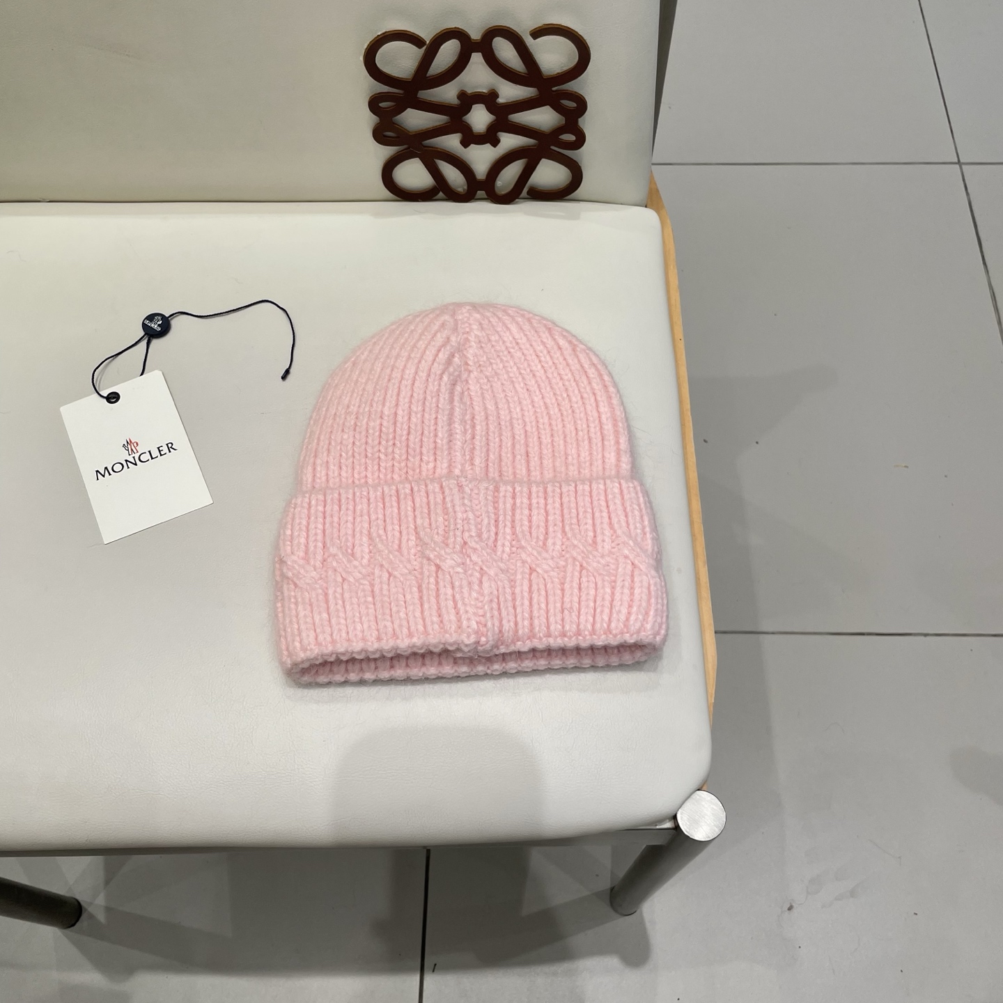 moncler兔毛针织帽女秋冬季新款加绒保暖毛线帽大头围护耳冷帽毛球百搭潮 h