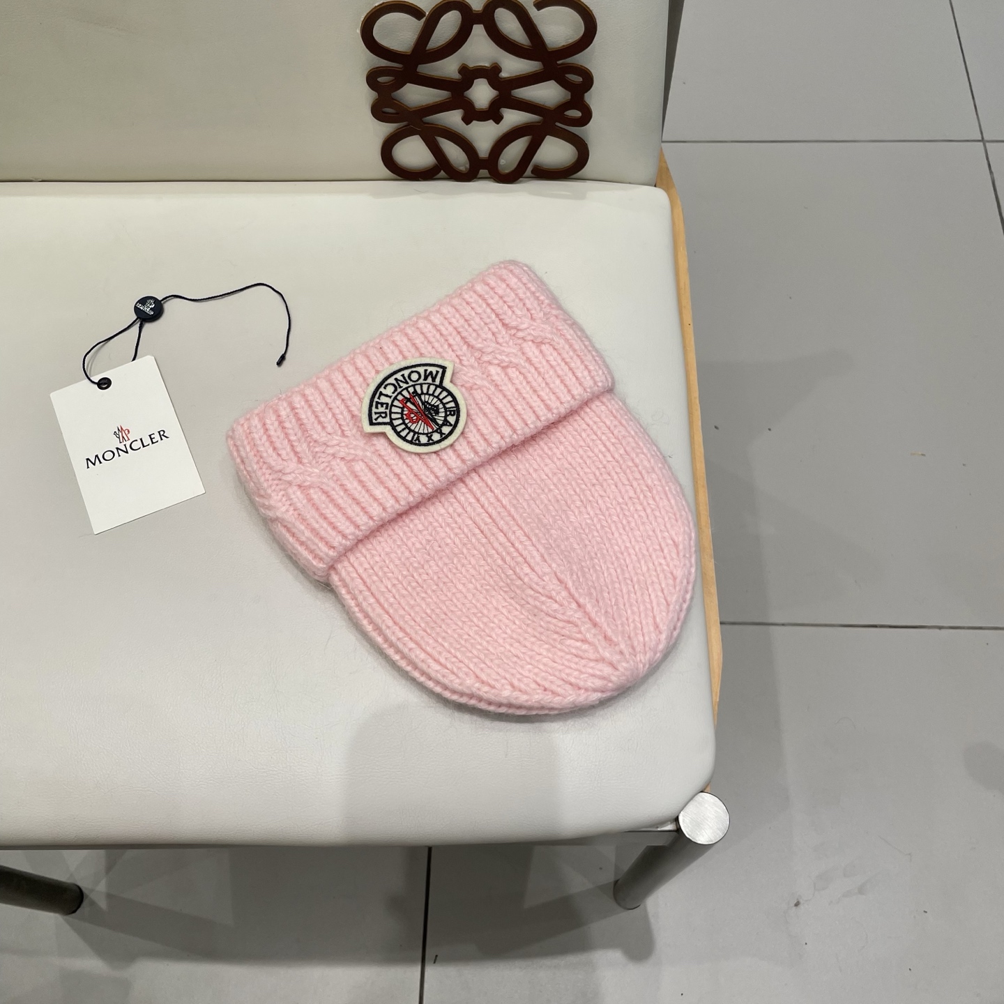 moncler兔毛针织帽女秋冬季新款加绒保暖毛线帽大头围护耳冷帽毛球百搭潮 h