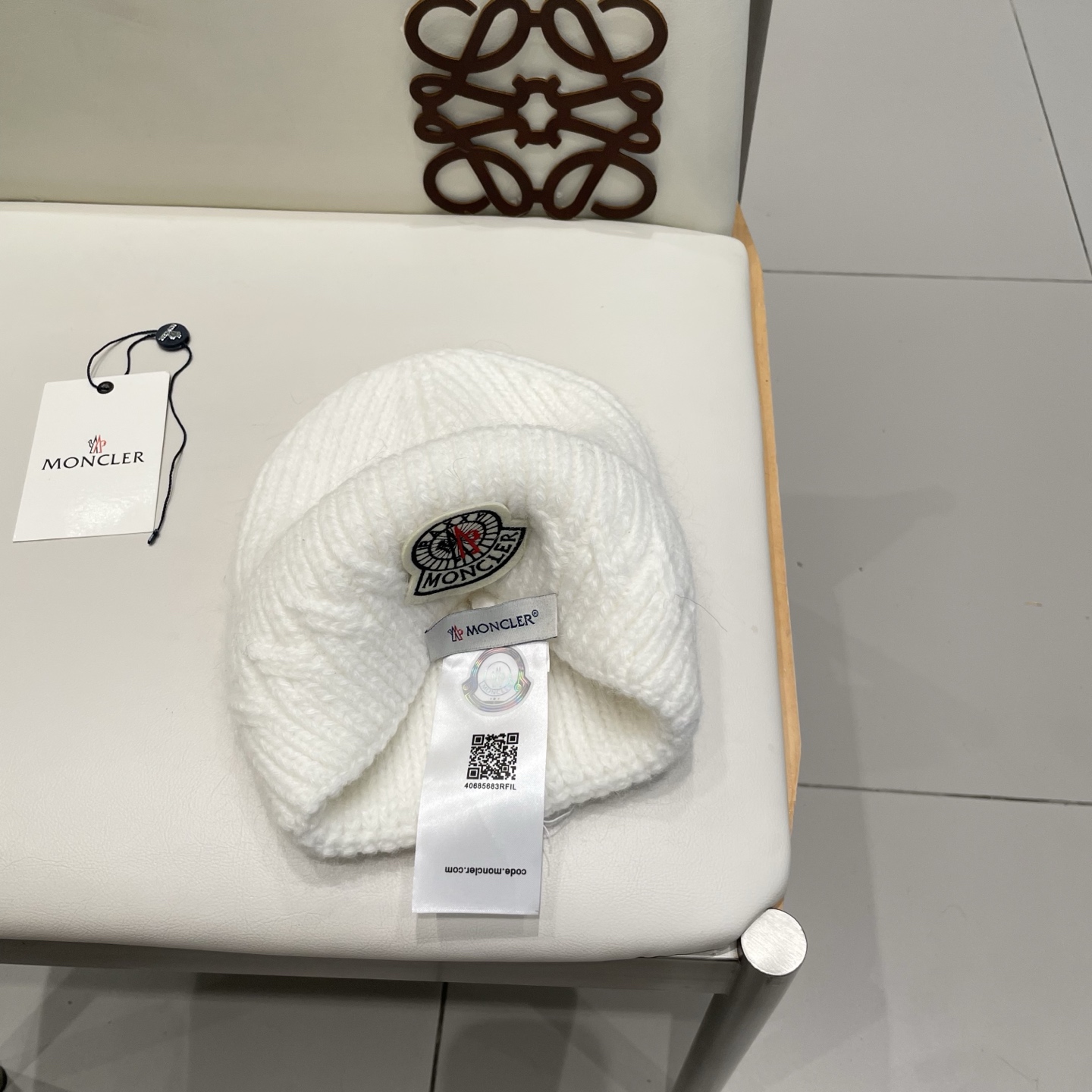 moncler兔毛针织帽女秋冬季新款加绒保暖毛线帽大头围护耳冷帽毛球百搭潮 h