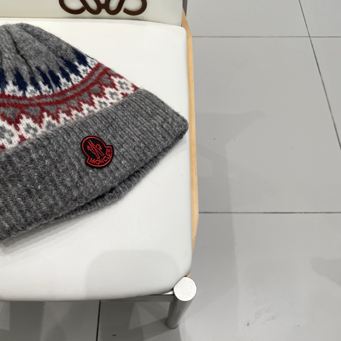 moncler羊毛混纺毛线帽女秋冬季防寒保暖加厚韩系复古时尚提花针织套头帽