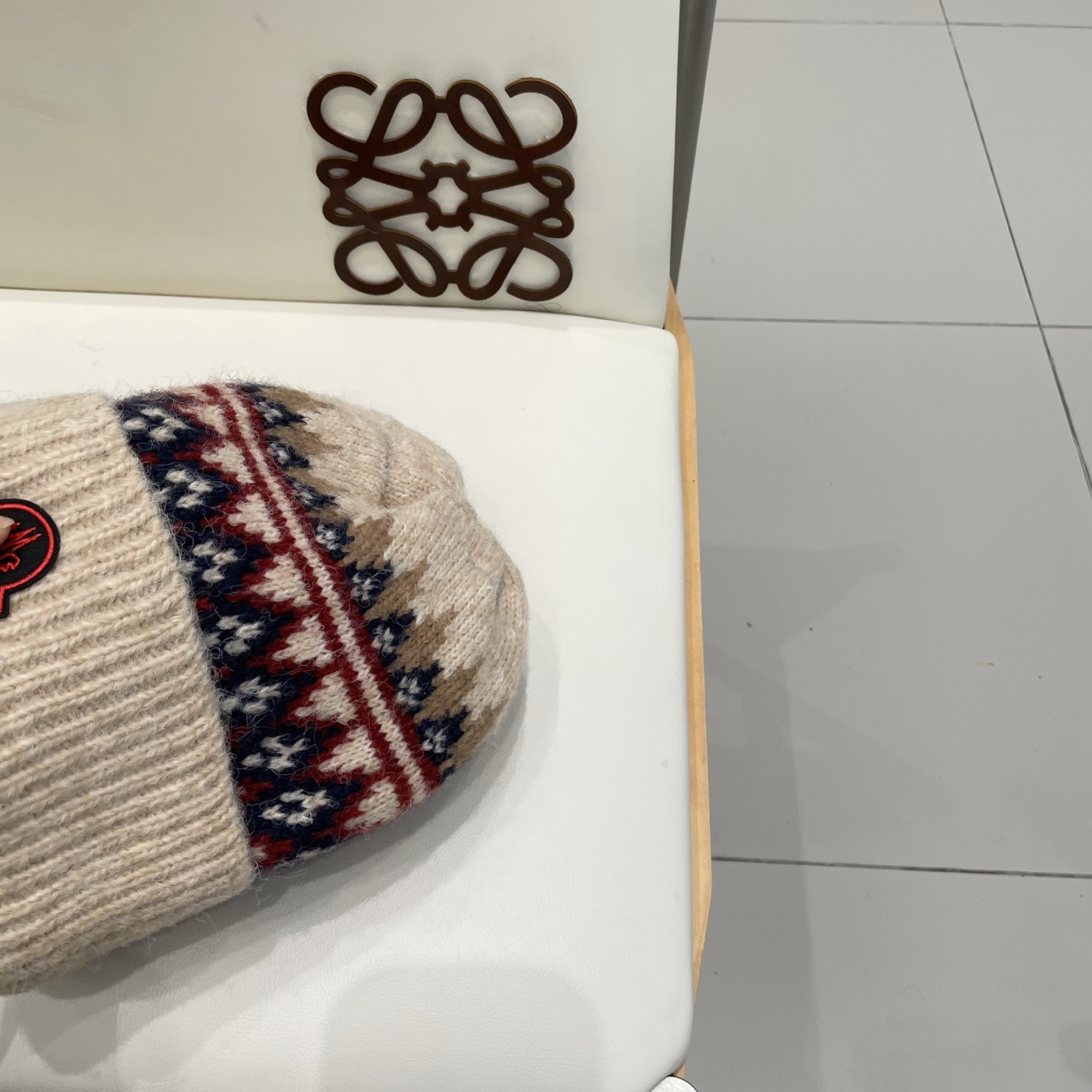 moncler羊毛混纺毛线帽女秋冬季防寒保暖加厚韩系复古时尚提花针织套头帽