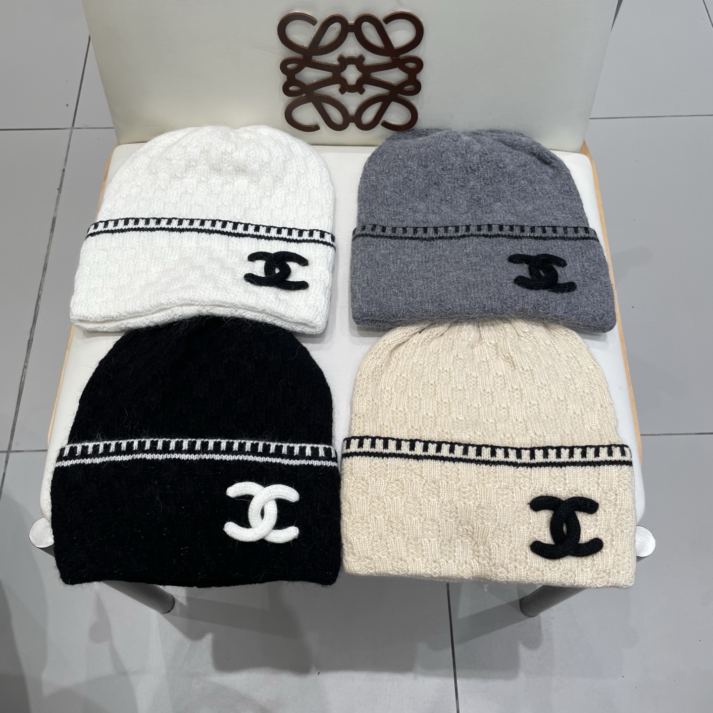 小香风双C帽子秋冬保暖香奶奶毛线帽男女同款百搭大牌帽子