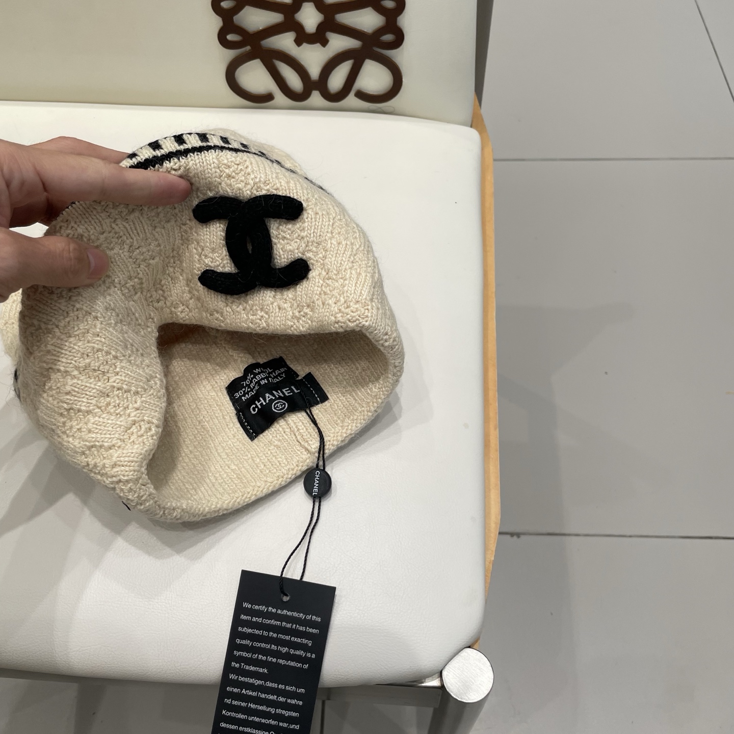 小香风双C帽子秋冬保暖香奶奶毛线帽男女同款百搭大牌帽子