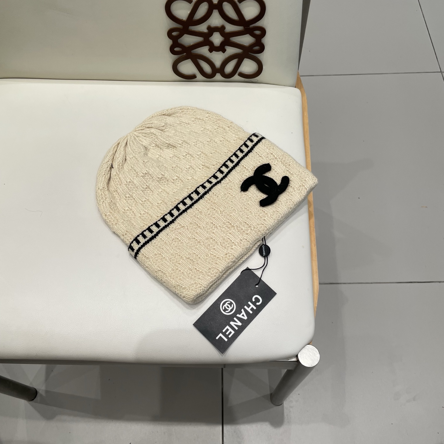 小香风双C帽子秋冬保暖香奶奶毛线帽男女同款百搭大牌帽子