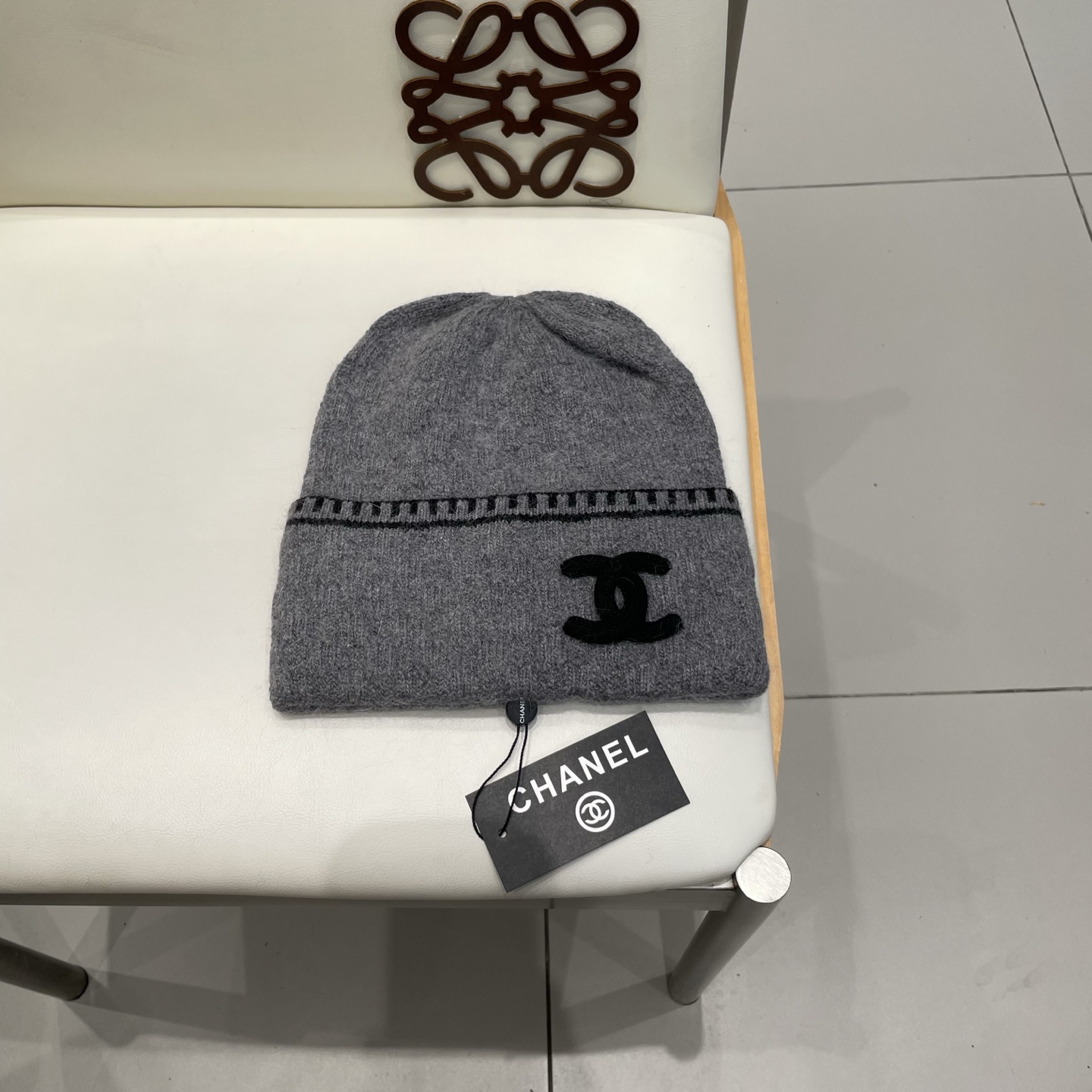 小香风双C帽子秋冬保暖香奶奶毛线帽男女同款百搭大牌帽子