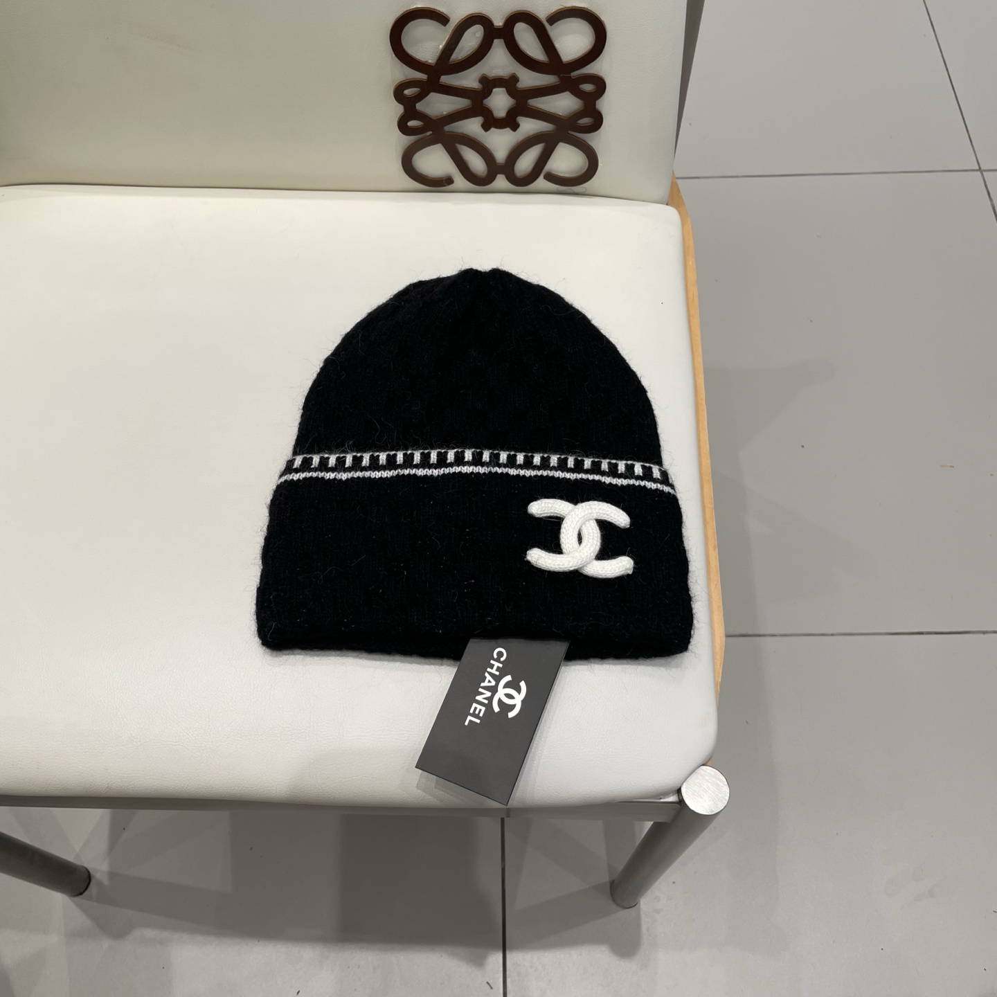 小香风双C帽子秋冬保暖香奶奶毛线帽男女同款百搭大牌帽子