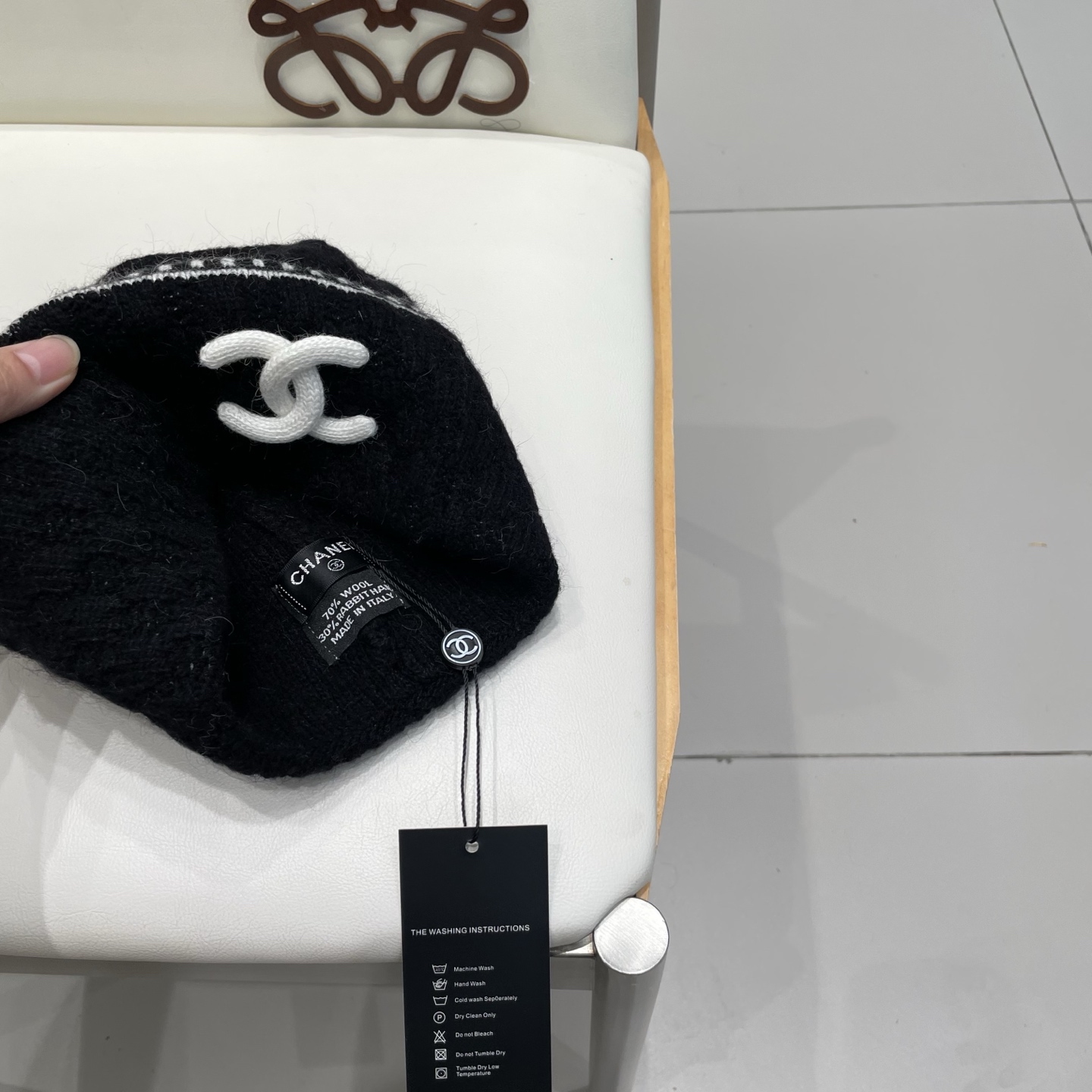 小香风双C帽子秋冬保暖香奶奶毛线帽男女同款百搭大牌帽子