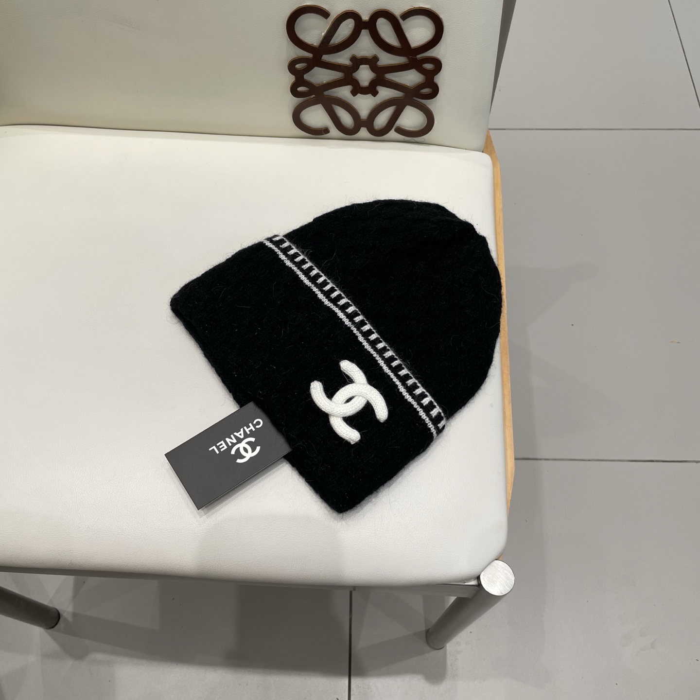 小香风双C帽子秋冬保暖香奶奶毛线帽男女同款百搭大牌帽子