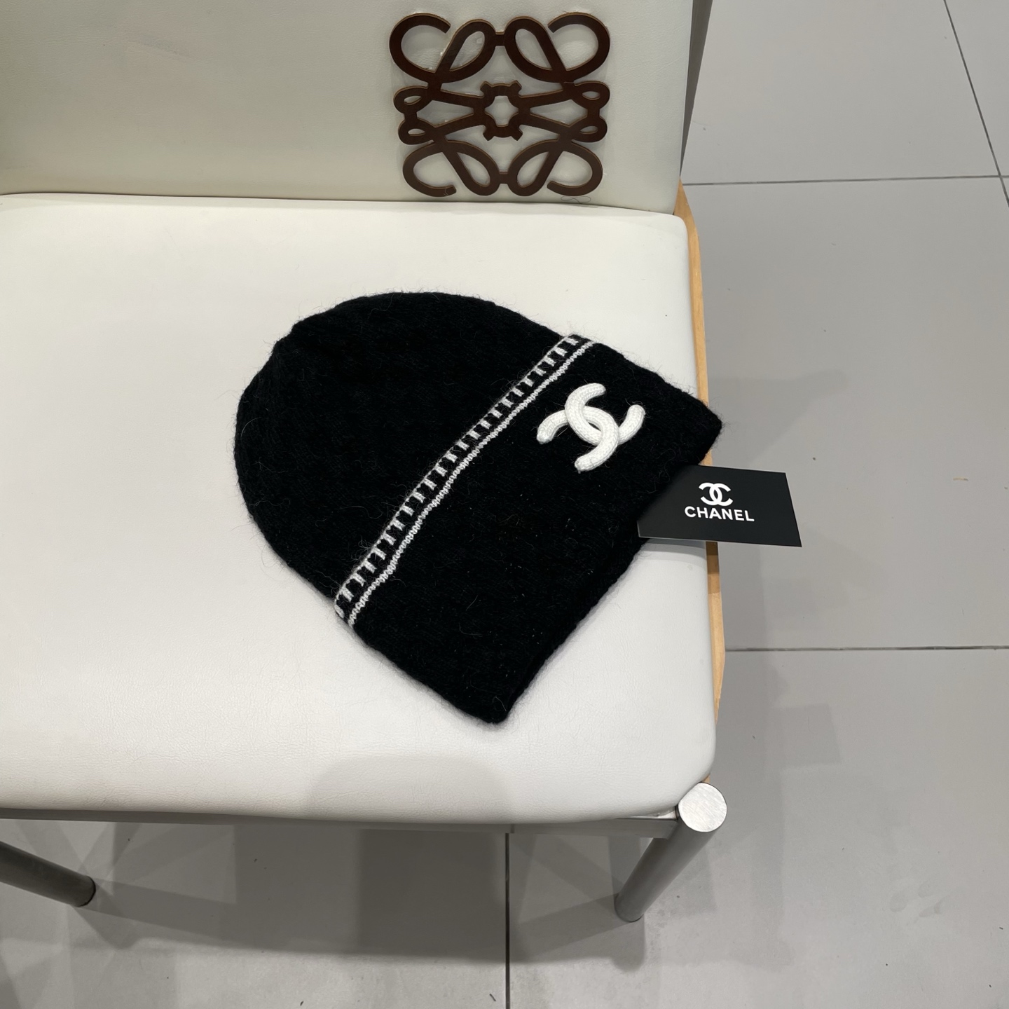 小香风双C帽子秋冬保暖香奶奶毛线帽男女同款百搭大牌帽子