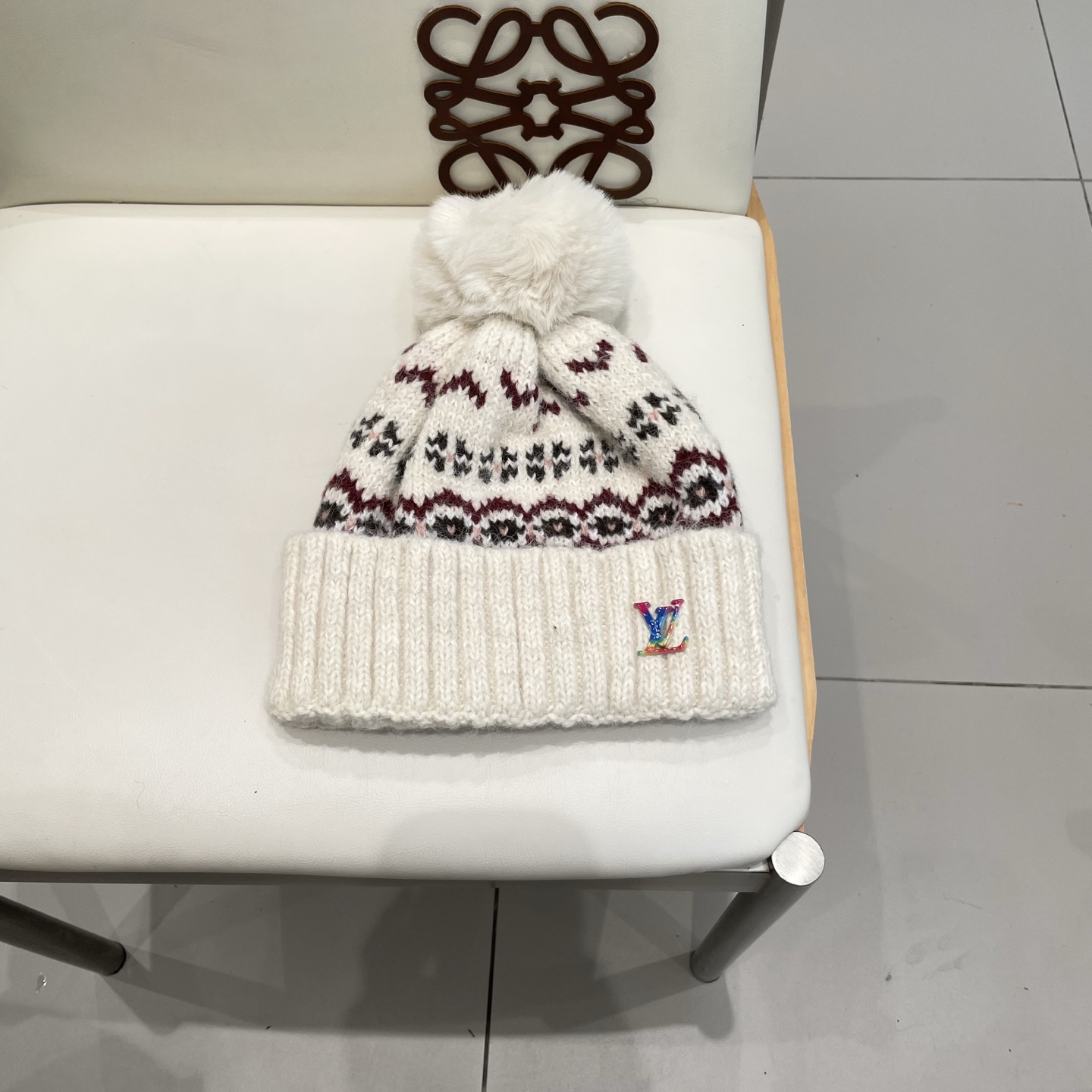 lv路易威登冬季复古提花民族风保暖加绒加厚防寒针织帽户外骑行帽护耳包头帽