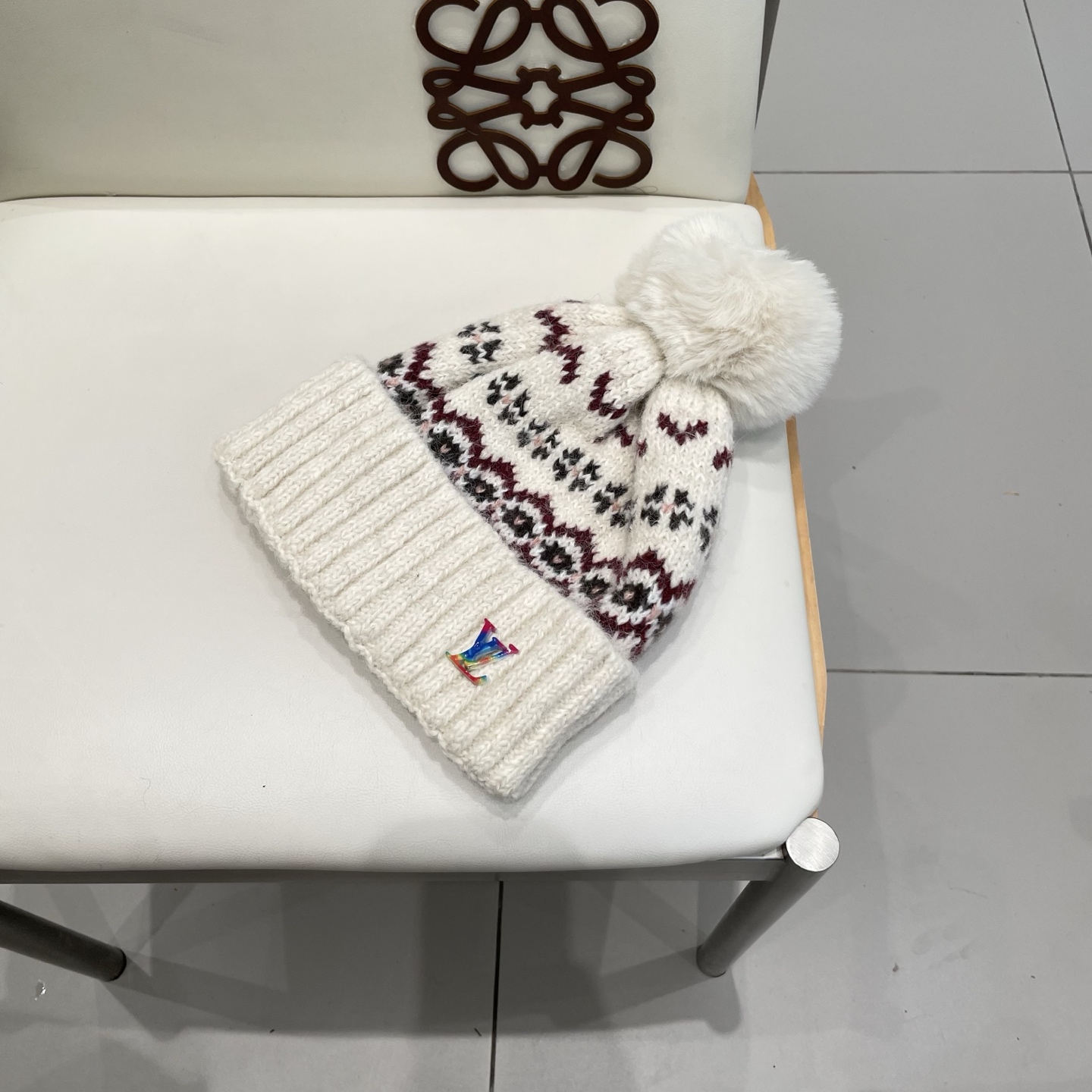 lv路易威登冬季复古提花民族风保暖加绒加厚防寒针织帽户外骑行帽护耳包头帽