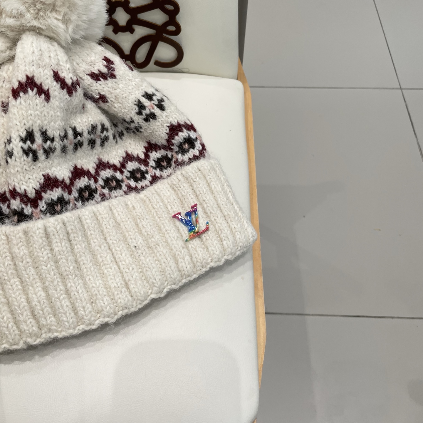 lv路易威登冬季复古提花民族风保暖加绒加厚防寒针织帽户外骑行帽护耳包头帽