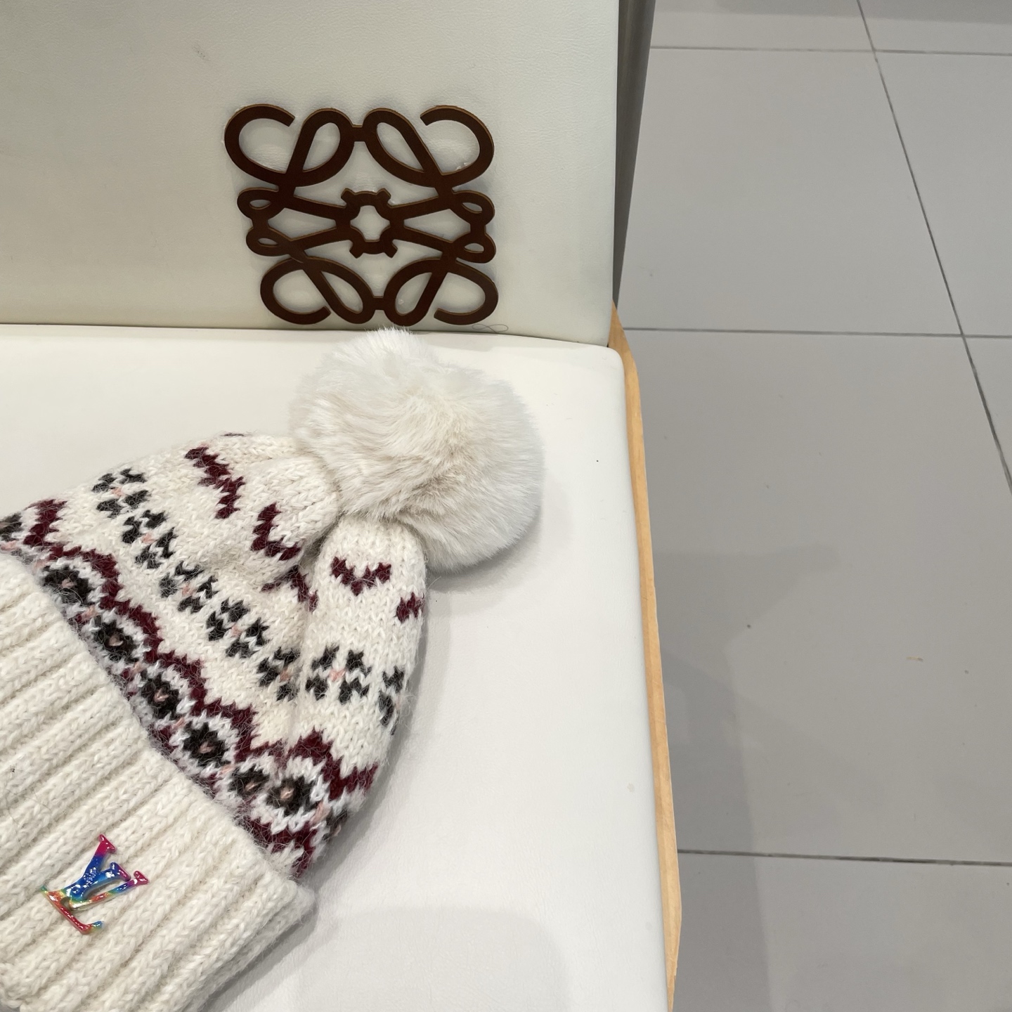 lv路易威登冬季复古提花民族风保暖加绒加厚防寒针织帽户外骑行帽护耳包头帽