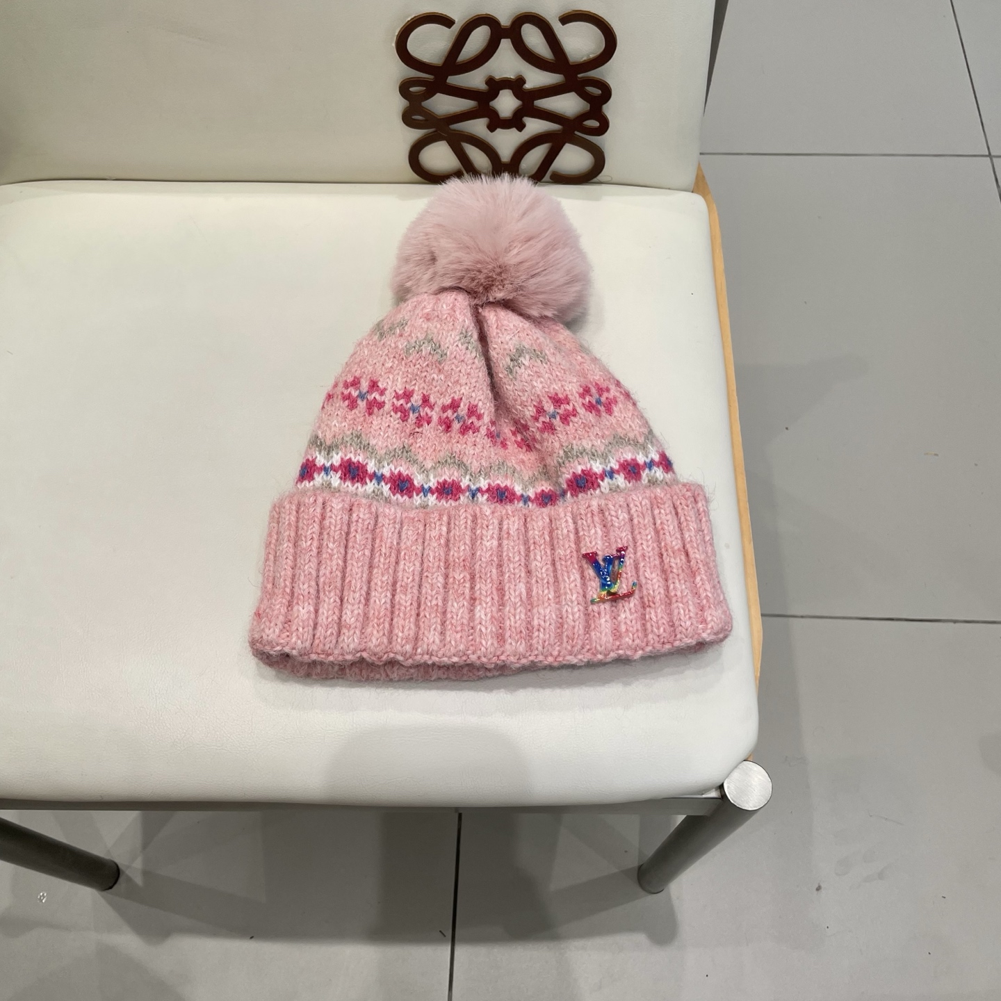 lv路易威登冬季复古提花民族风保暖加绒加厚防寒针织帽户外骑行帽护耳包头帽