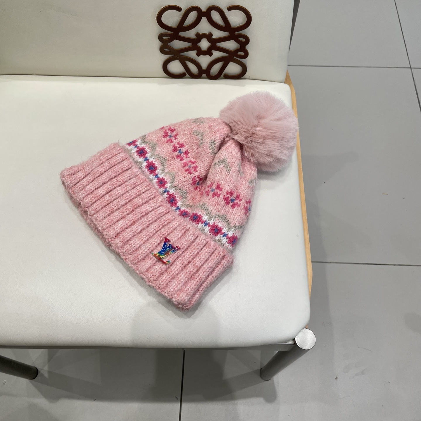 lv路易威登冬季复古提花民族风保暖加绒加厚防寒针织帽户外骑行帽护耳包头帽