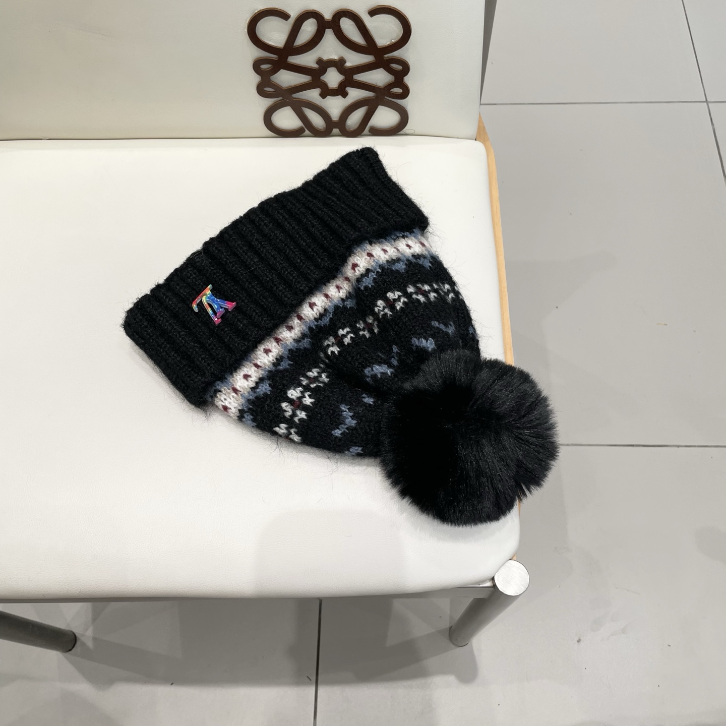 lv路易威登冬季复古提花民族风保暖加绒加厚防寒针织帽户外骑行帽护耳包头帽