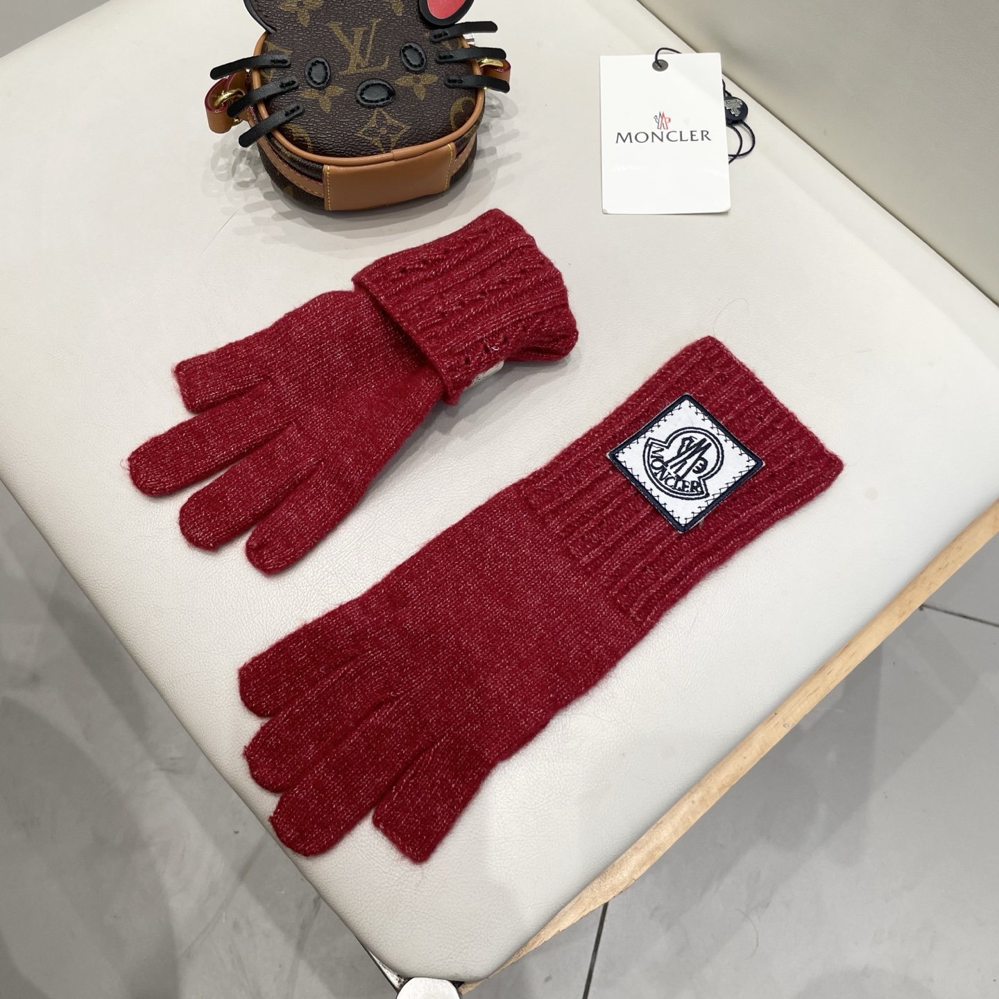 MONCLER蒙口新款针织羊毛手套直接露二指可触屏手套女方便办公写作业羊毛高品质潮