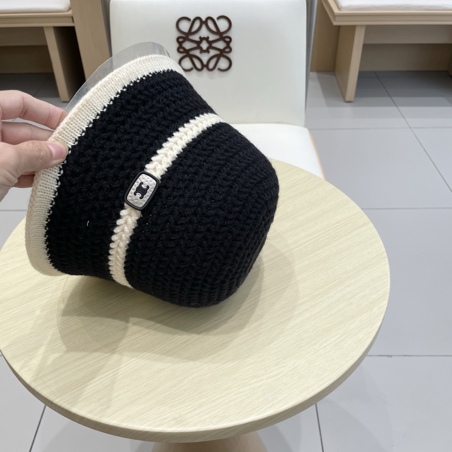 Celine韩版条纹渔夫帽子女夏季百搭透气2025新款遮阳防晒显脸小盆帽