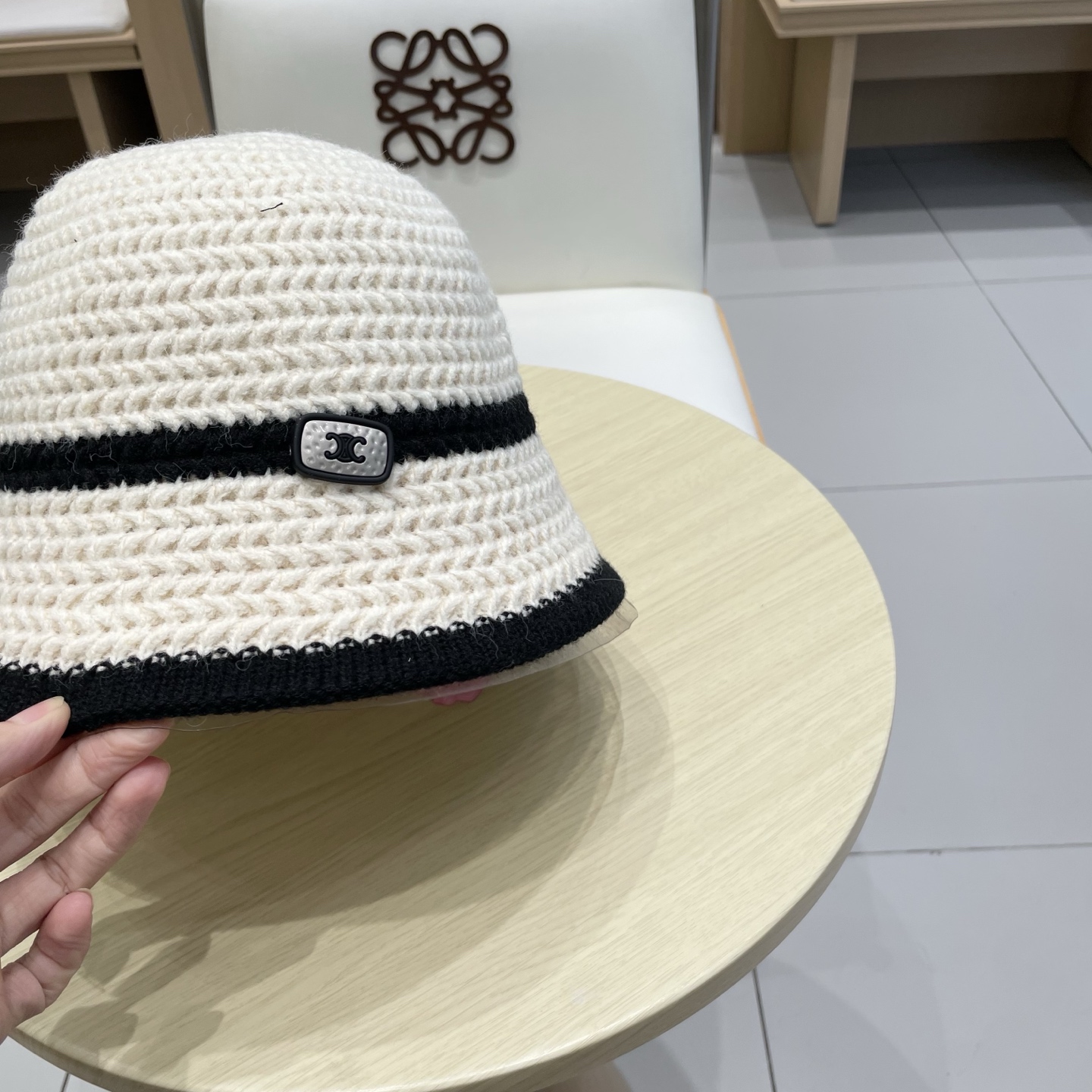 Celine韩版条纹渔夫帽子女夏季百搭透气2025新款遮阳防晒显脸小盆帽