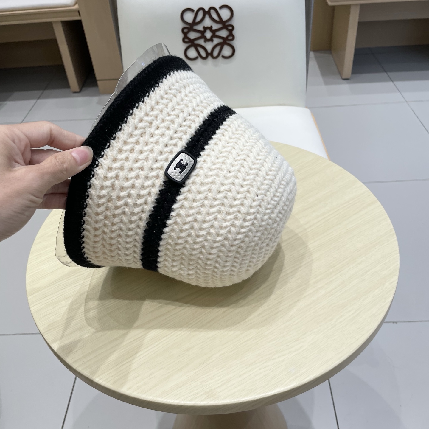 Celine韩版条纹渔夫帽子女夏季百搭透气2025新款遮阳防晒显脸小盆帽