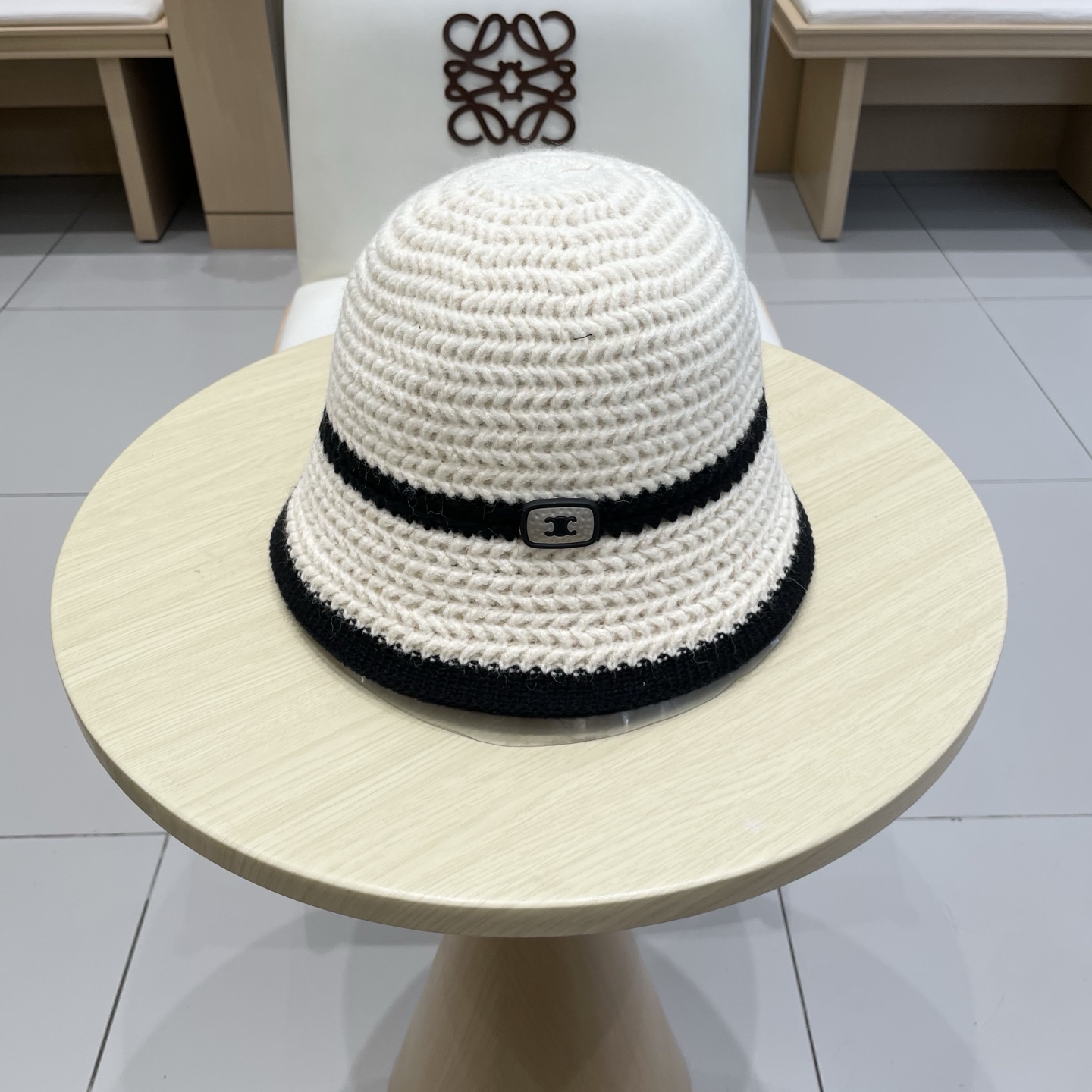 Celine韩版条纹渔夫帽子女夏季百搭透气2025新款遮阳防晒显脸小盆帽